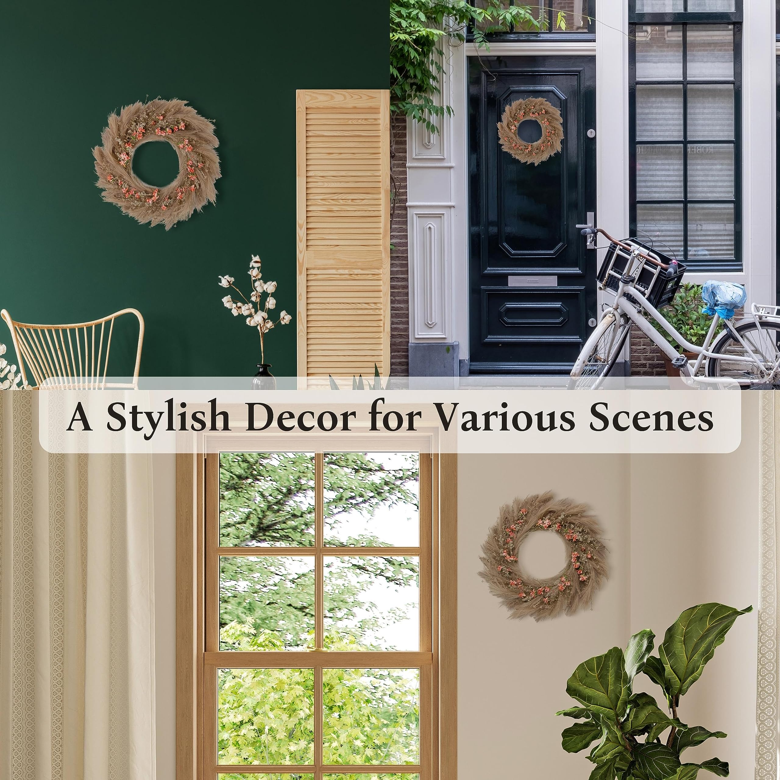 Amazon.co.jp : Perfnique パンパスグラスリース、27インチ