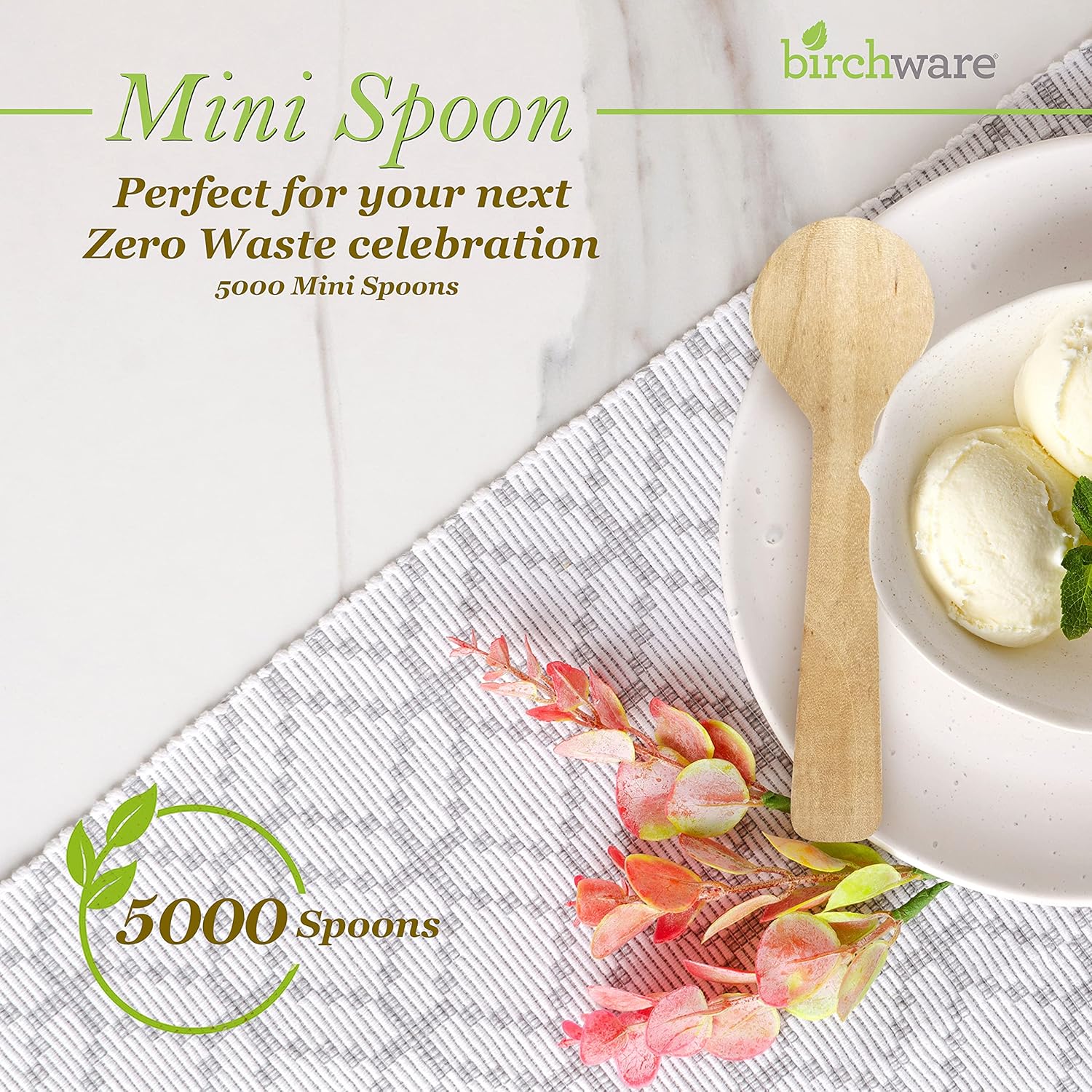 Mini Spoons 4" - (5000 Count) Compostable Wooden Mini Spoons, Biodegradable Party Supplies, Sturdy, Heat Tolerant and Eco-Friendly.