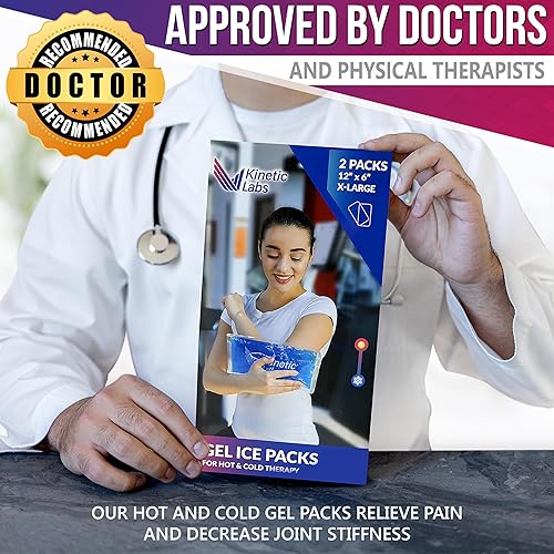 Miniatura 5 de Kinetic Labs - Paquetes de hielo de gel reutilizables para lesiones (paquete de 2) Paquetes de frío caliente para lesiones de 12 x 6 pulgadas