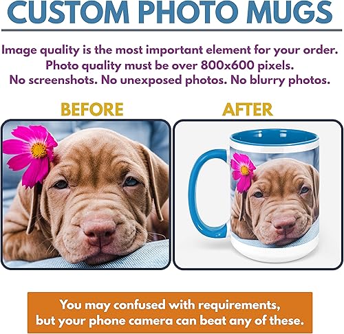 Vista 46 de Tazas de café personalizadas con foto, tazas de 15 onzas personalizadas con imagen, texto, nombre, Negro Negro -,Verde,Miel,LOVE,Rosa claro,Cara