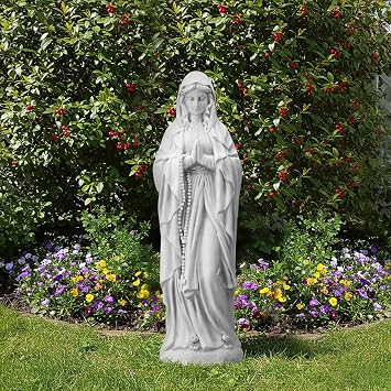 29.9" Virgin Mary Praying Statue Outdoor Garden Decor | Blessed Mother Religious Sculpture For Patio Yard Home, Weather-Resistant Durable Material, Weighted Base For Stability
