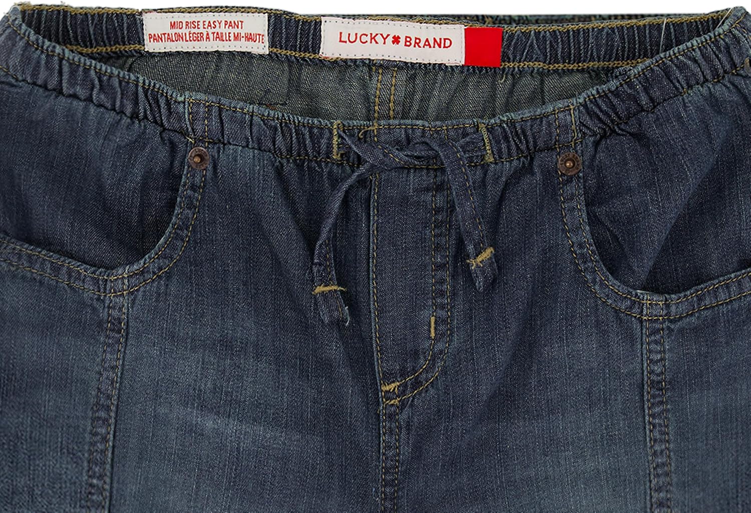 Lucky Brand Girls' Pull-on Mid-Rise Easy Relaxed Wide Leg Jean, Elastic Waistband & Drawstring