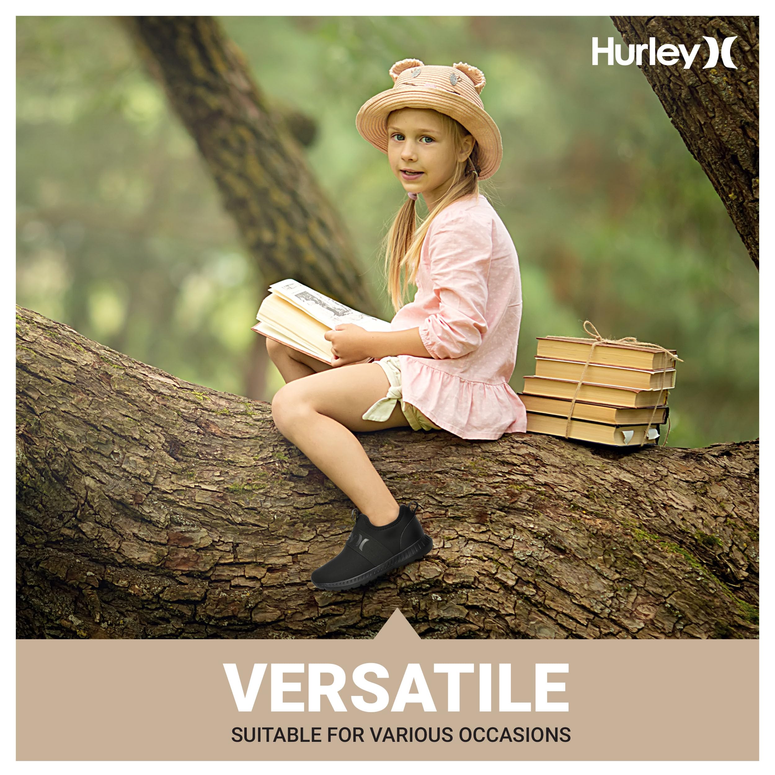 Hurley Camby - Scarpe da ginnastica leggere senza lacci, per camminare, basket, tennis, da corsa, traspiranti, per ragazzi e ragazze, con soletta imbottita e suola in gomma antiscivolo