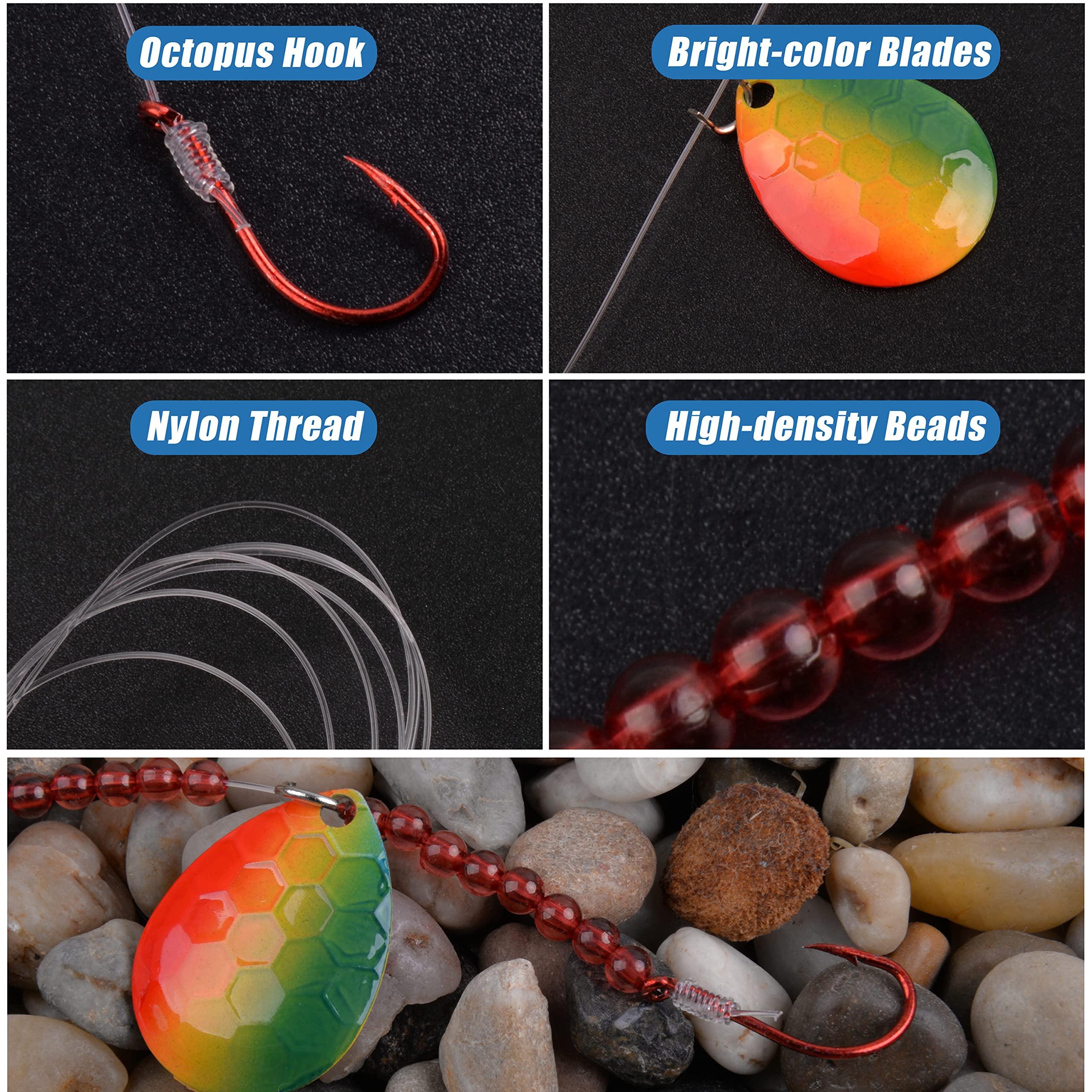 Walleye Crawler Cablaggio Spinner Rigs Per Traina (10 Pezzi) - Esca Da Pesce Fresco