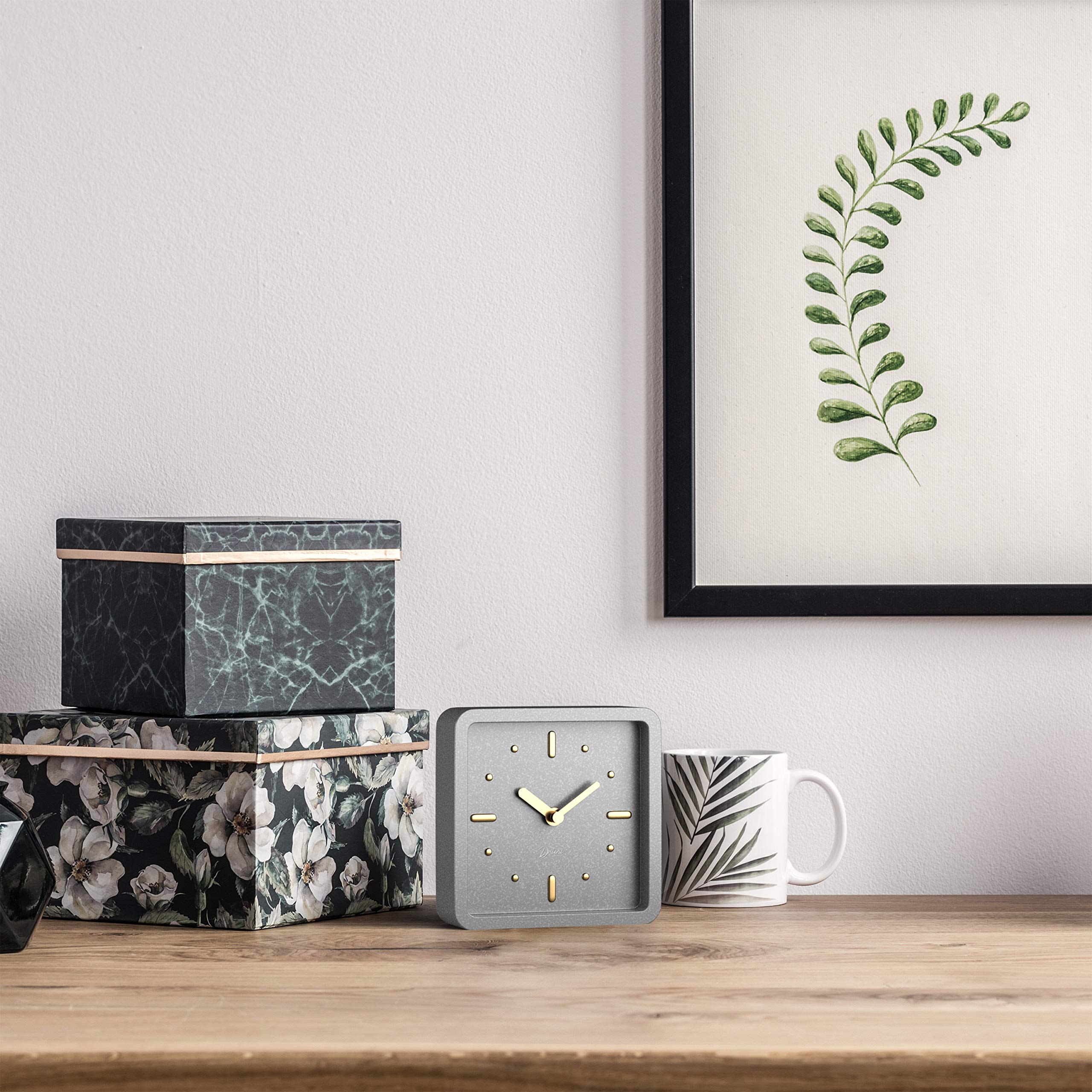 Buy Driini Modern Mid Century Desk and Table Analog Clock (Concrete