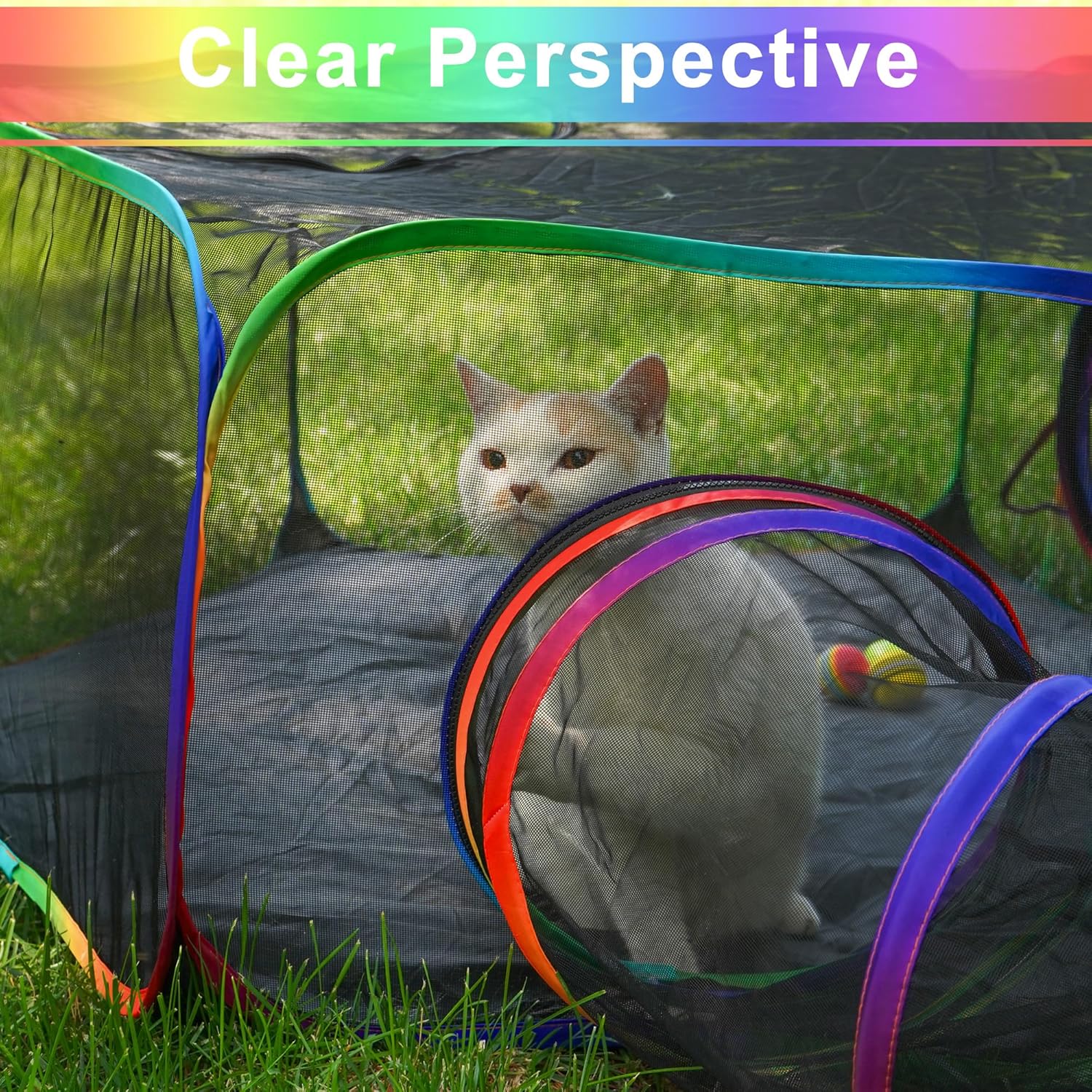 Foldable Cat Enclosure - Portable Outdoor Pet Tent with Tunnel, Breathable Mesh Playpen for Dogs, Small Rabbits, Includes Carry Bag（Color）