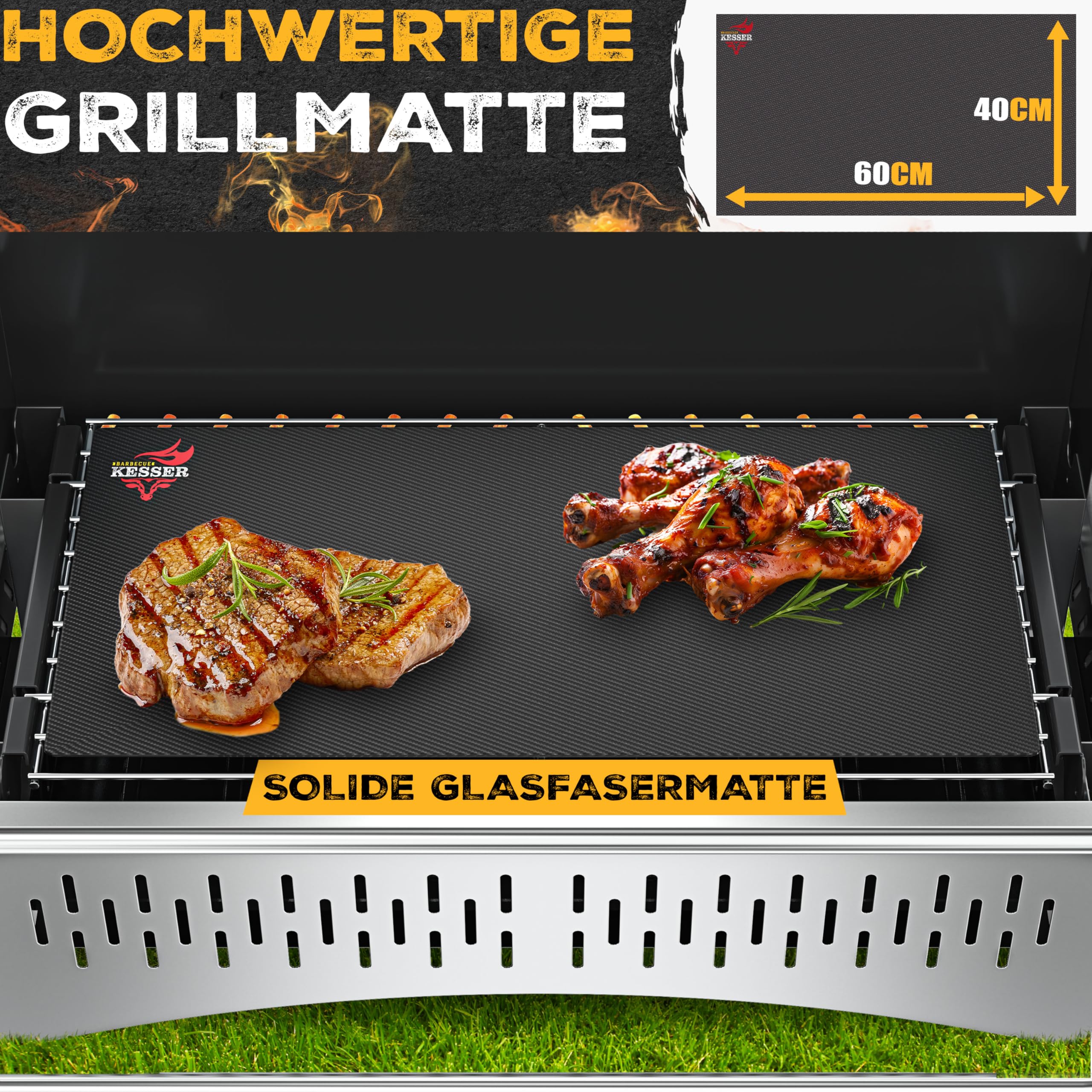KESSER® Barbecue pieghevole portatile da campeggio | Barbecue a carbonella in acciaio verniciato a polvere con griglia, tappetino per barbecue e borsa per il trasporto | pieghevole ideale per