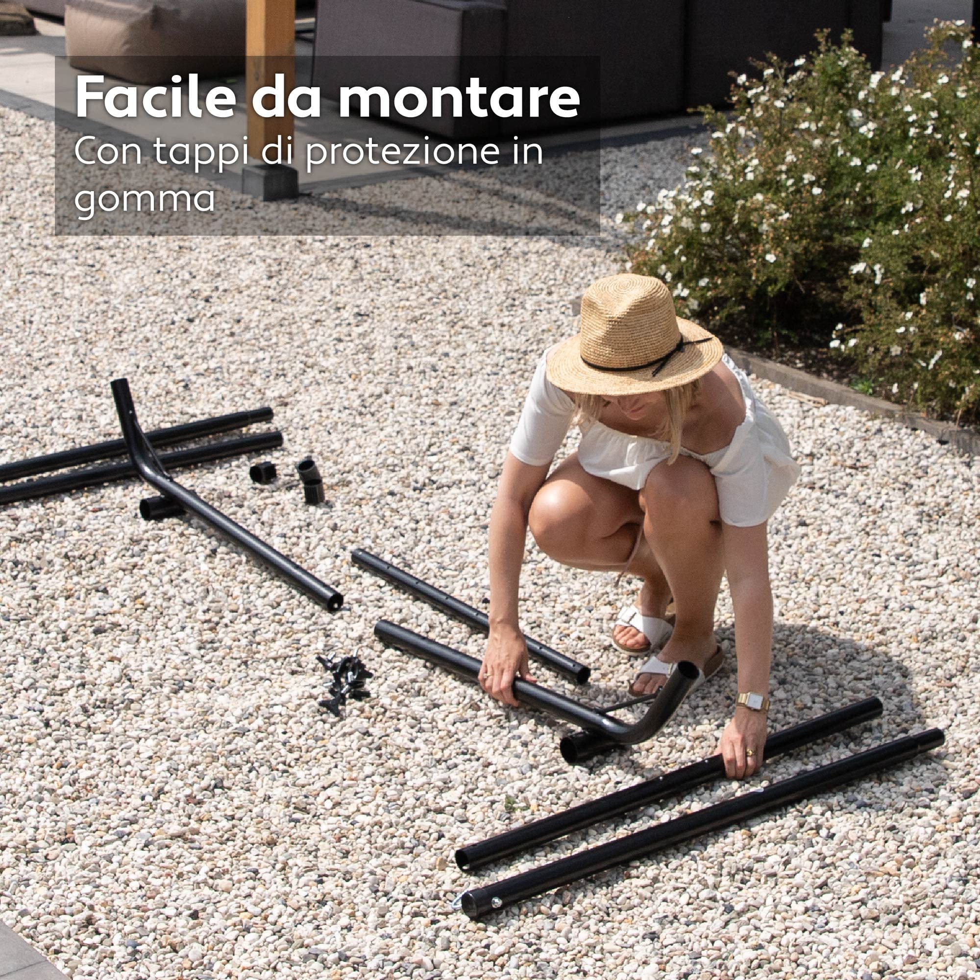 Vita5 Amaca con Supporto – Telaio Regolabile 290-330 cm – Ampia Amaca in 80% Cotone e 20% Poliestere per Giardino, Terrazza, Balcone e Campeggio – Portatile con Borsa per il Trasporto