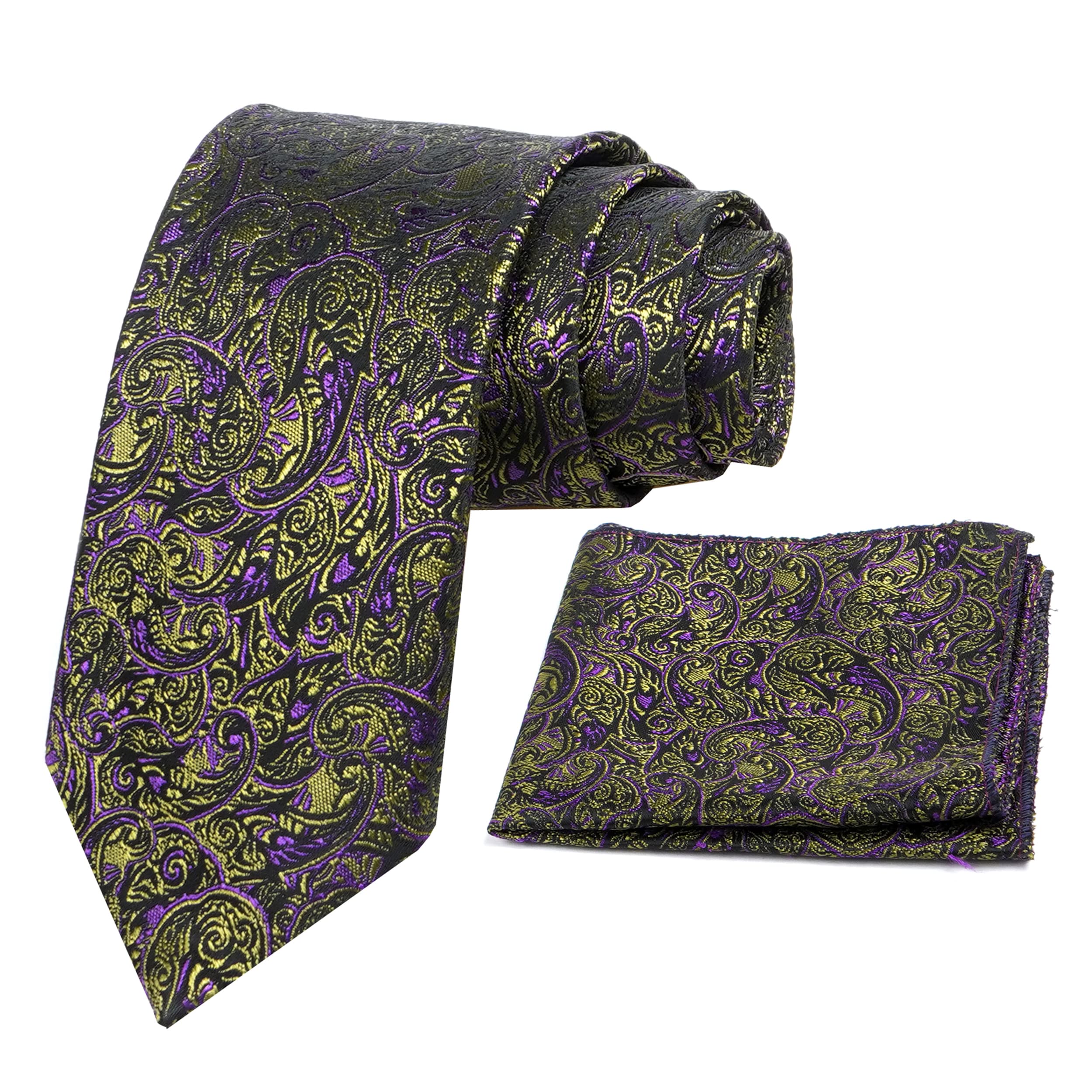 Tie for Men – Micro Silk Neck Ties Set with Cufflinks Flower Pin, Pocket Square & Black Gift Box, Combo Necktie Sets for Office Wear, Formal Suits & Weddings (0, PNP2PN)-image-25