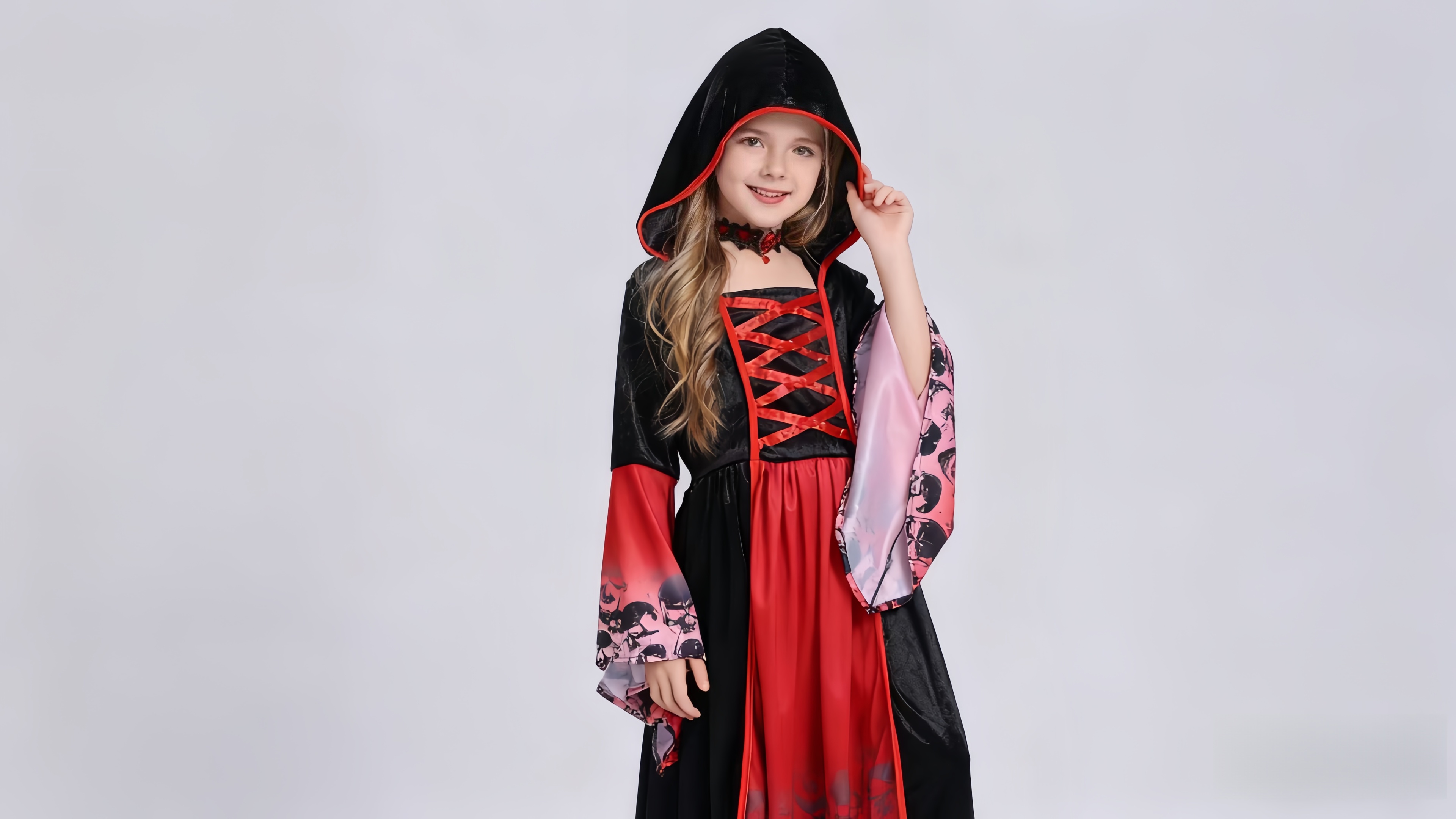 Déguisement Vampire Fille Halloween - Robe Gothique, Dentition, Collier, Bandeau Toile D'araignée