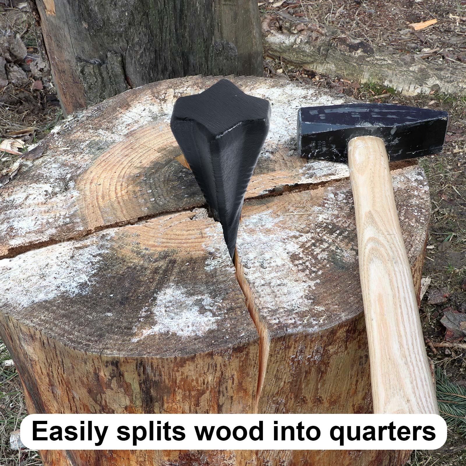 2 pezzi 1,8 kg manuale ceppo legno cuneo 17,8 cm in acciaio diamante cuneo design 4 direzioni divide legna da ardere in 4 pezzi meno sforzo manuale Maul, nero (nero)