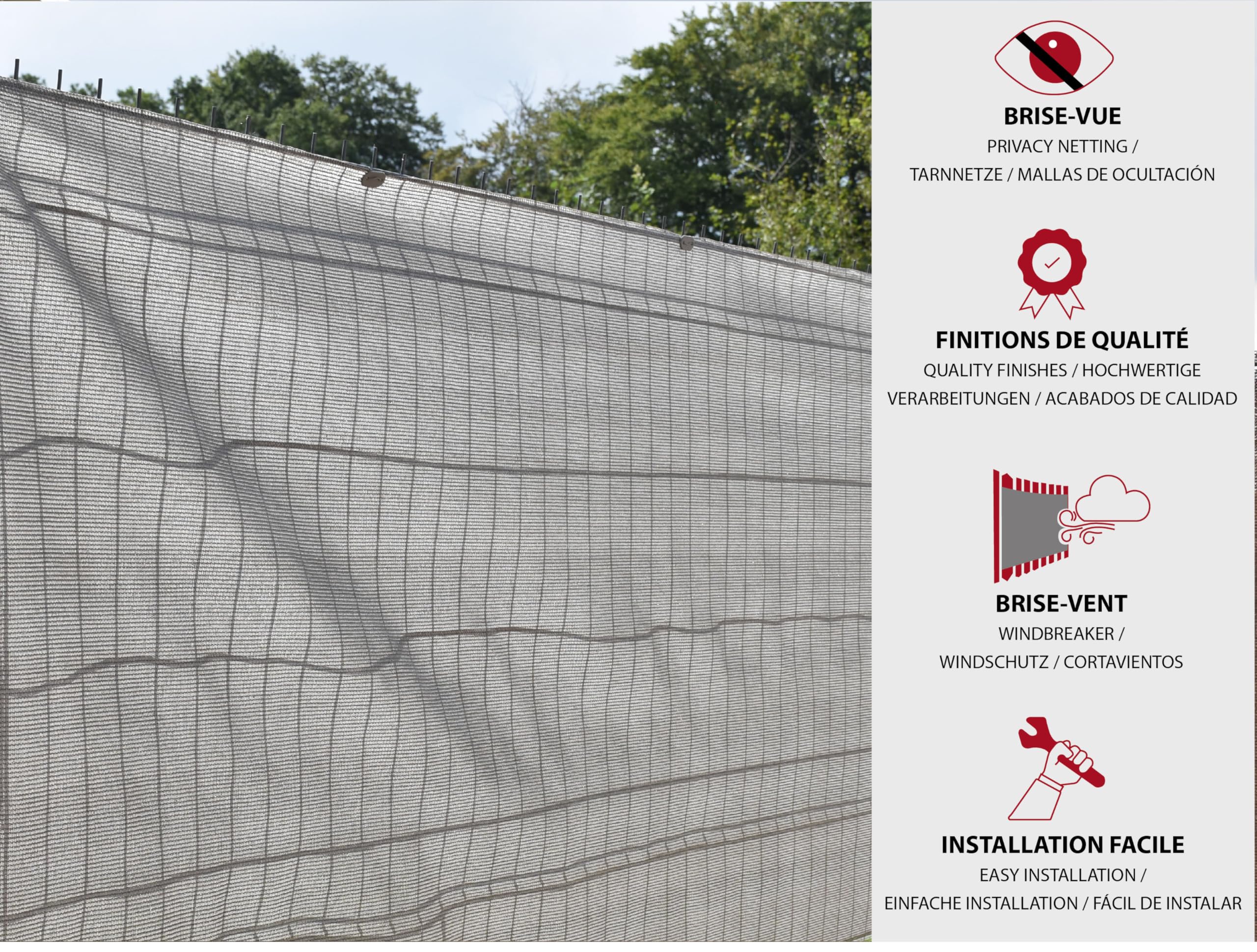 MAILLESTORE Brise-Vue 230gr/m² 1m x 5m Gris Clair