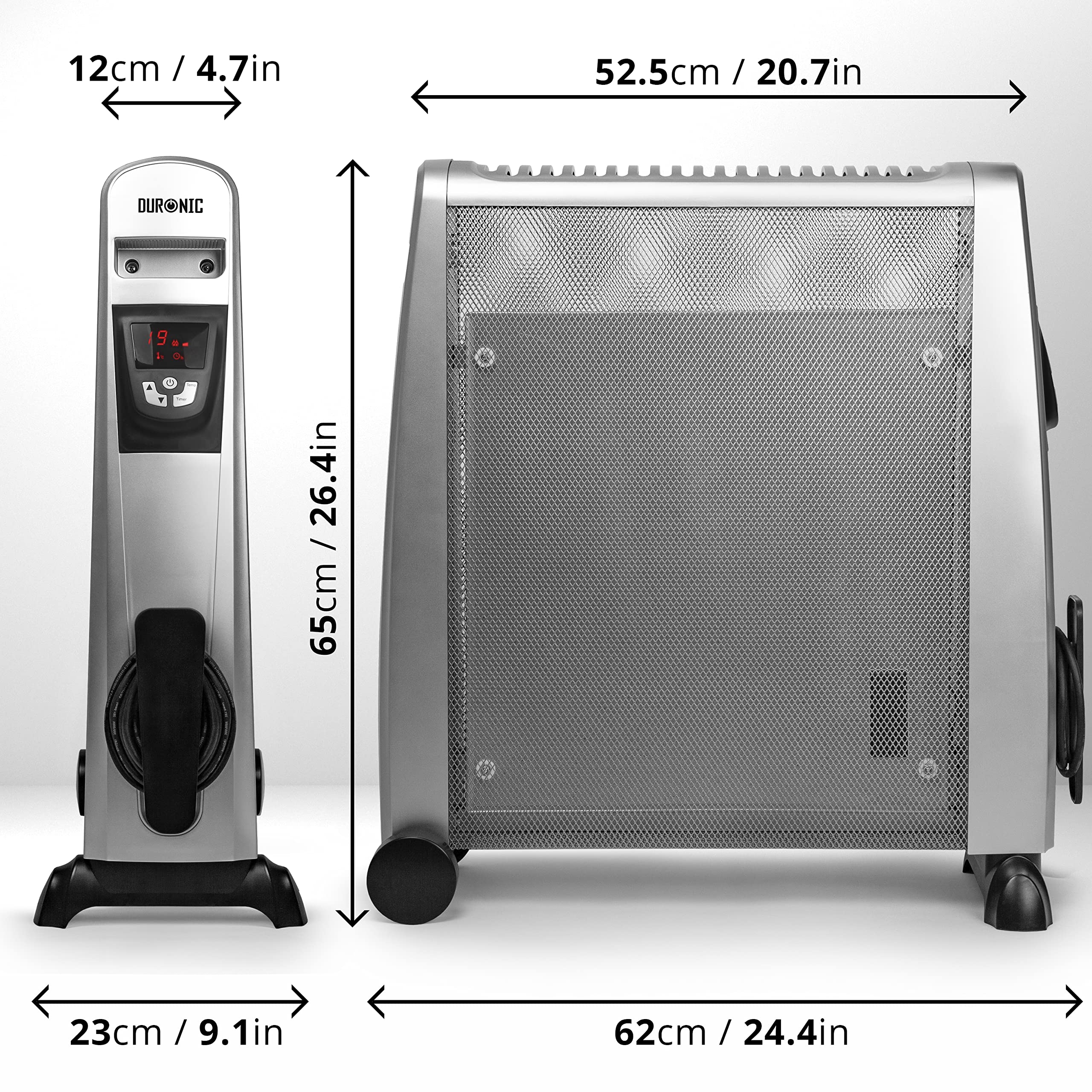 Duronic Heater Oil Free Electric HV102 SR, Mica Panels 2.5kW, Radiant and  Convection Convector Heater with Thermostat, Remote Control - Silver :  Amazon.co.uk: DIY u0026 Tools