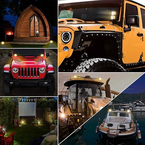 Miniatura 2 de Luces laterales tipo cápsula de 4 pulgadas, luces LED estroboscópicas amarillas de doble cara + luces estroboscópicas amarillas y verdes de doble
