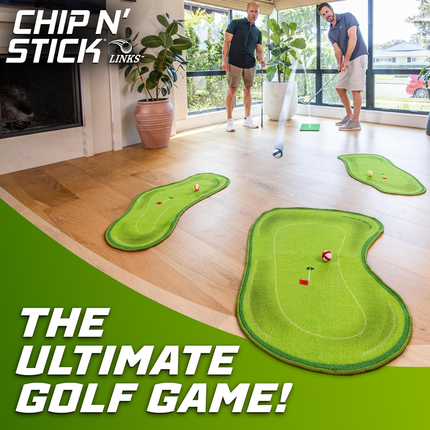 GoSports Chip N' Stick Links - Indoor & Outdoor Golf Game with Sticky Balls and Chipping Mat