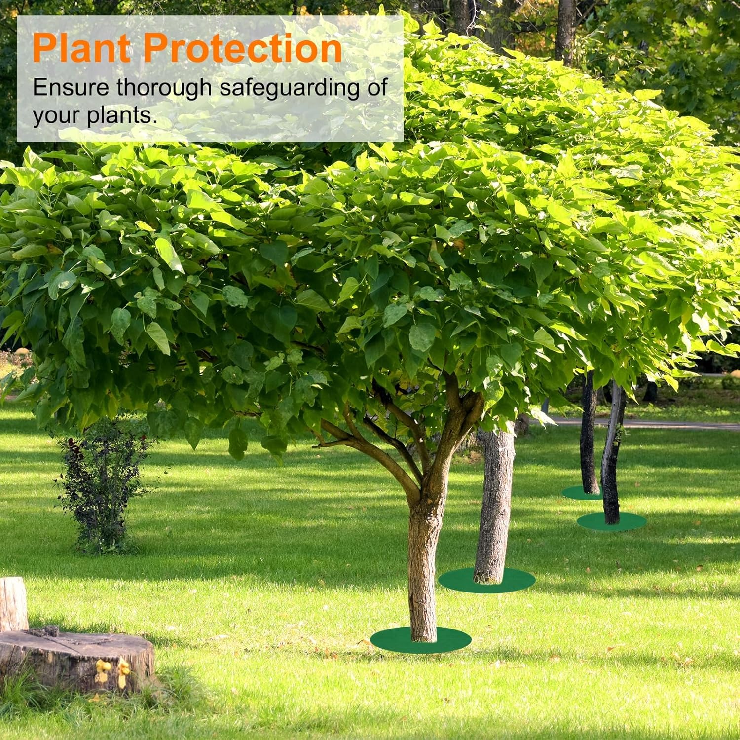 HARFINGTON 4pcs Tree Mulch Ring 40.2 Inch Non-Woven Round Tree Protector Weed Barrier Mat Plant Cover Rings for Weed Grass Control Root Protection, Green