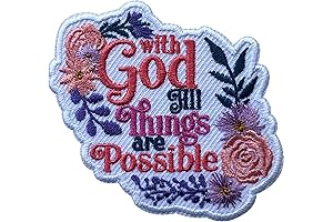 3" Iron On Christian Applique with God All Things are Possible Patch