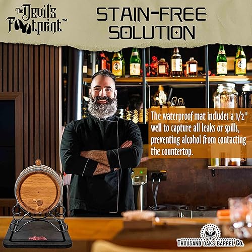 Miniatura 4 de Devil's Footprint Barrel Mat (para barriles de 10 a 20 litros)  Para barriles de whisky mini, barriles de vino envejecidos de roble  Evita manchas