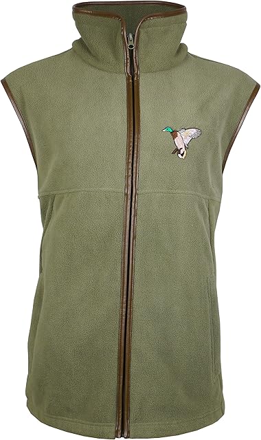Savage Island Fleece Gilet with Mallard Embroidery , Green, XL