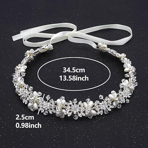 Miniatura 2 de Oriamour Tocado nupcial diseño de flores diadema de boda Accesorios para el cabello nupcial (plat