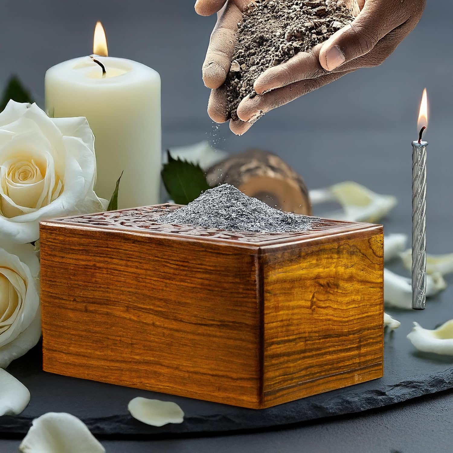 Artisans Crafted Premium Rosewood Decorative Hand Carved Wooden Urns | Carved with Precision | Memorial Wooden Urns for Loved Ones | Nagina International (X-Small) - Image 9