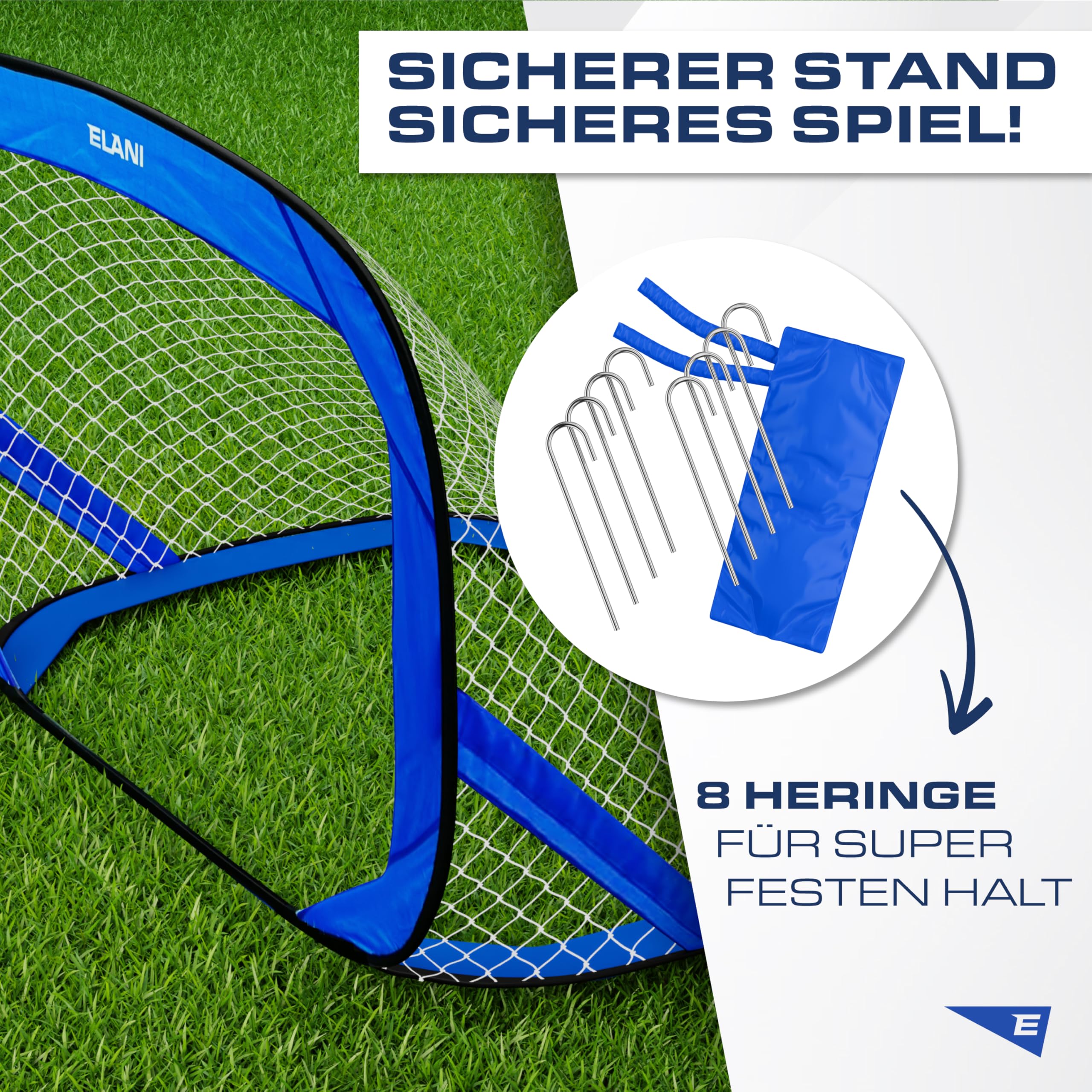 ELANI Fußballtor Kinder Pop-Up 2er Set - faltbar mit Ball & Pumpe, 50% Kleiner + Easy Aufbau, mini Fussballtor klein, Goal, Fussballtore für Garten Kinder, Fußballtore, Fussball Tor