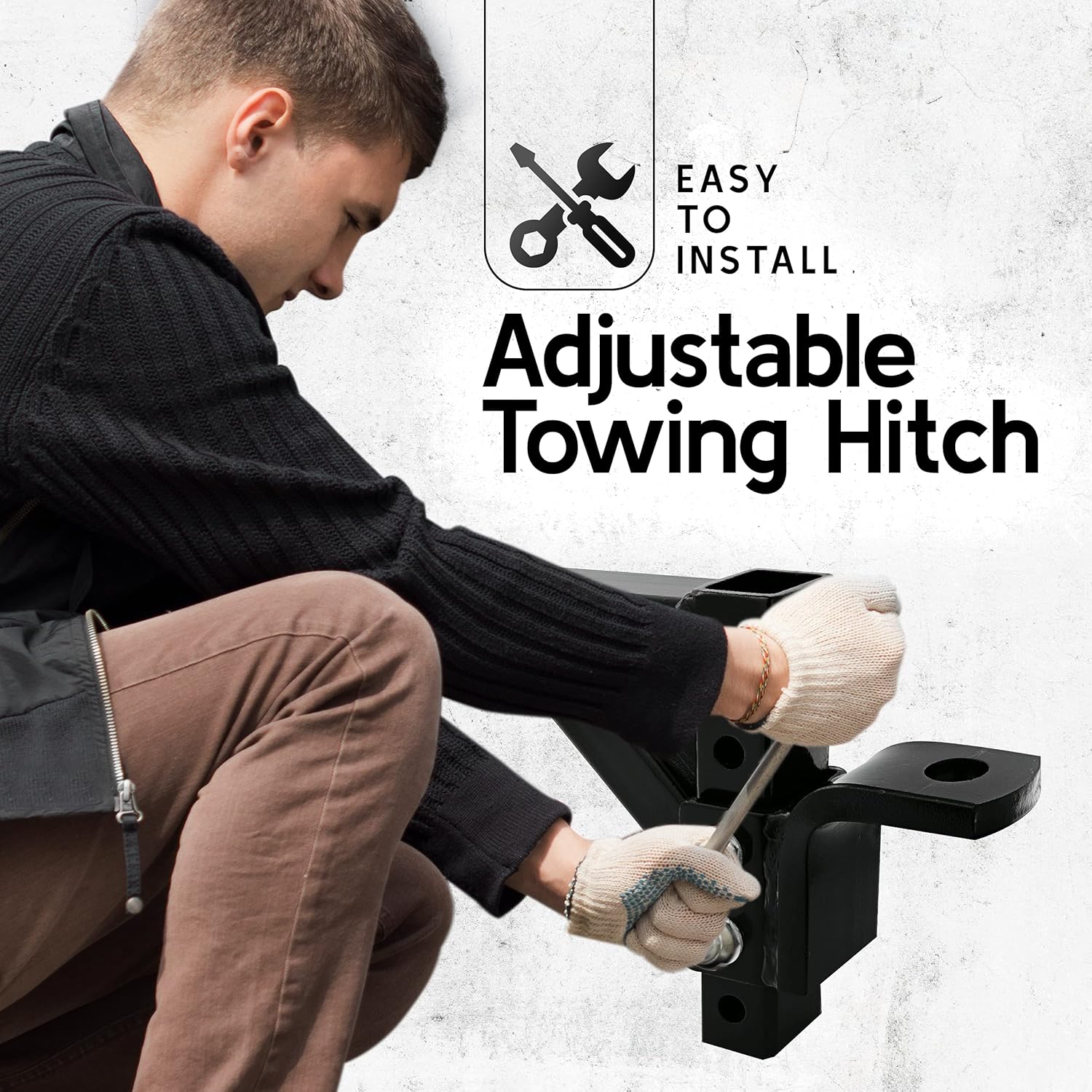 10-Inch Adjustable Hitch Ball Mount for Towing, fits 2-Inch Square Receivers, Features 10 ¼ Inch Drop, 13-Inch Length, 8 ½” Raise, and a Hitch Ball Hole of One Inch