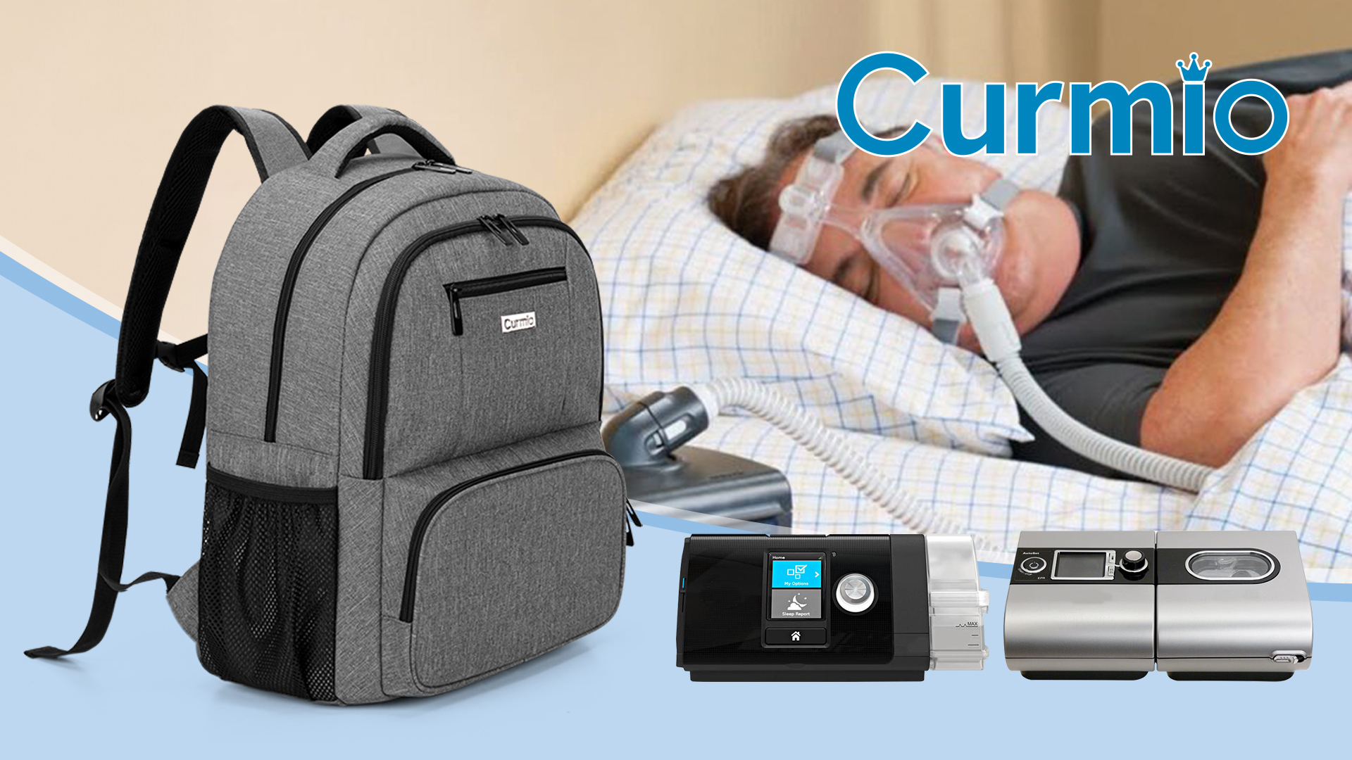 CURMIO CPAP Backpack Compatible with ResMed AirSense 9 10 11, Black