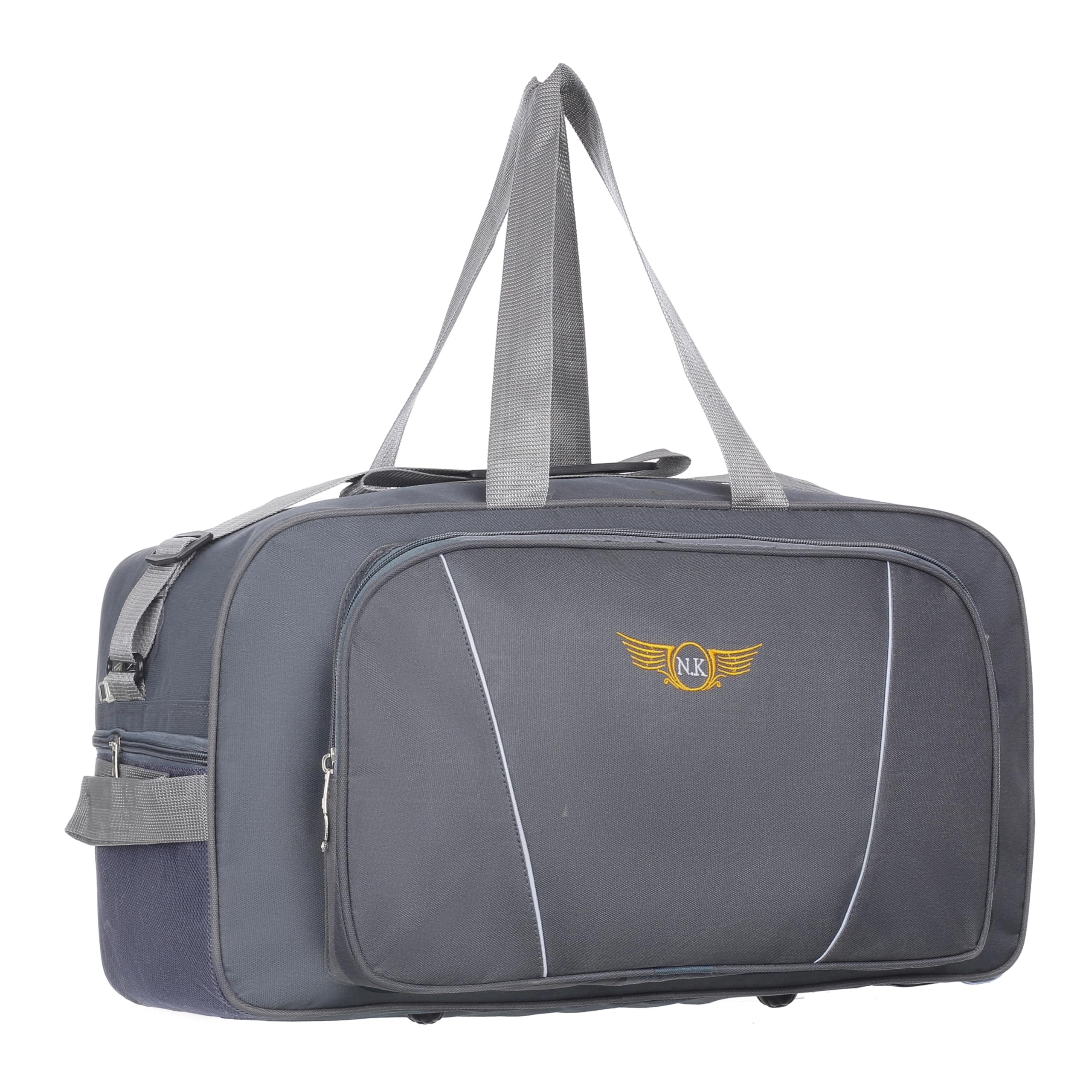 65 Litre Travel Duffle Bag with 2 Wheels, Polyester, Water Resistant, Lightweight Trolley, Grey-image-41