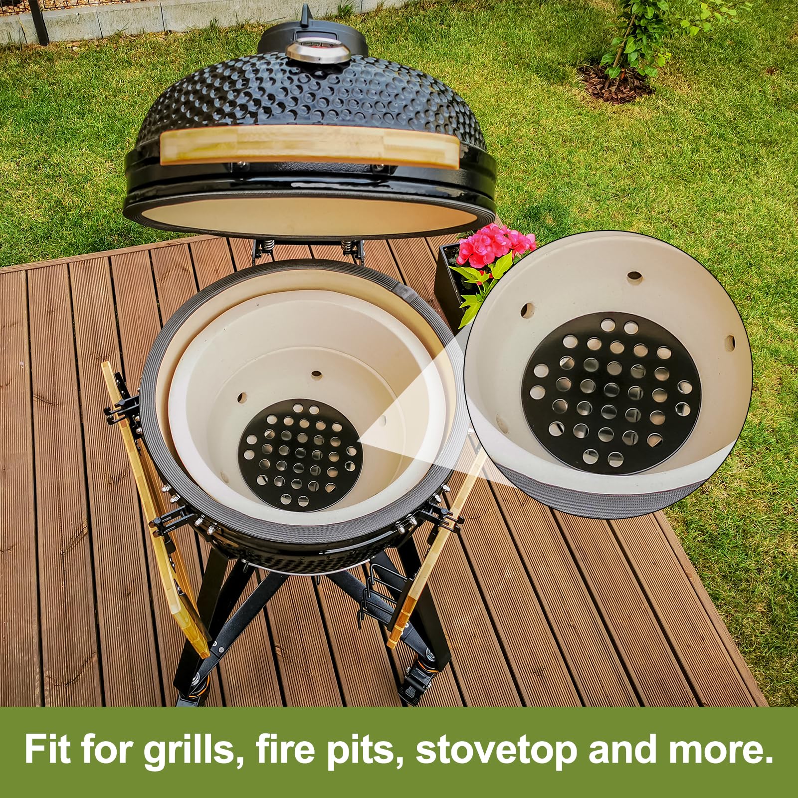 Amazon.co.jp: PATIKIL 鋳鉄製火床グリル、9インチ丸型BBQグリル