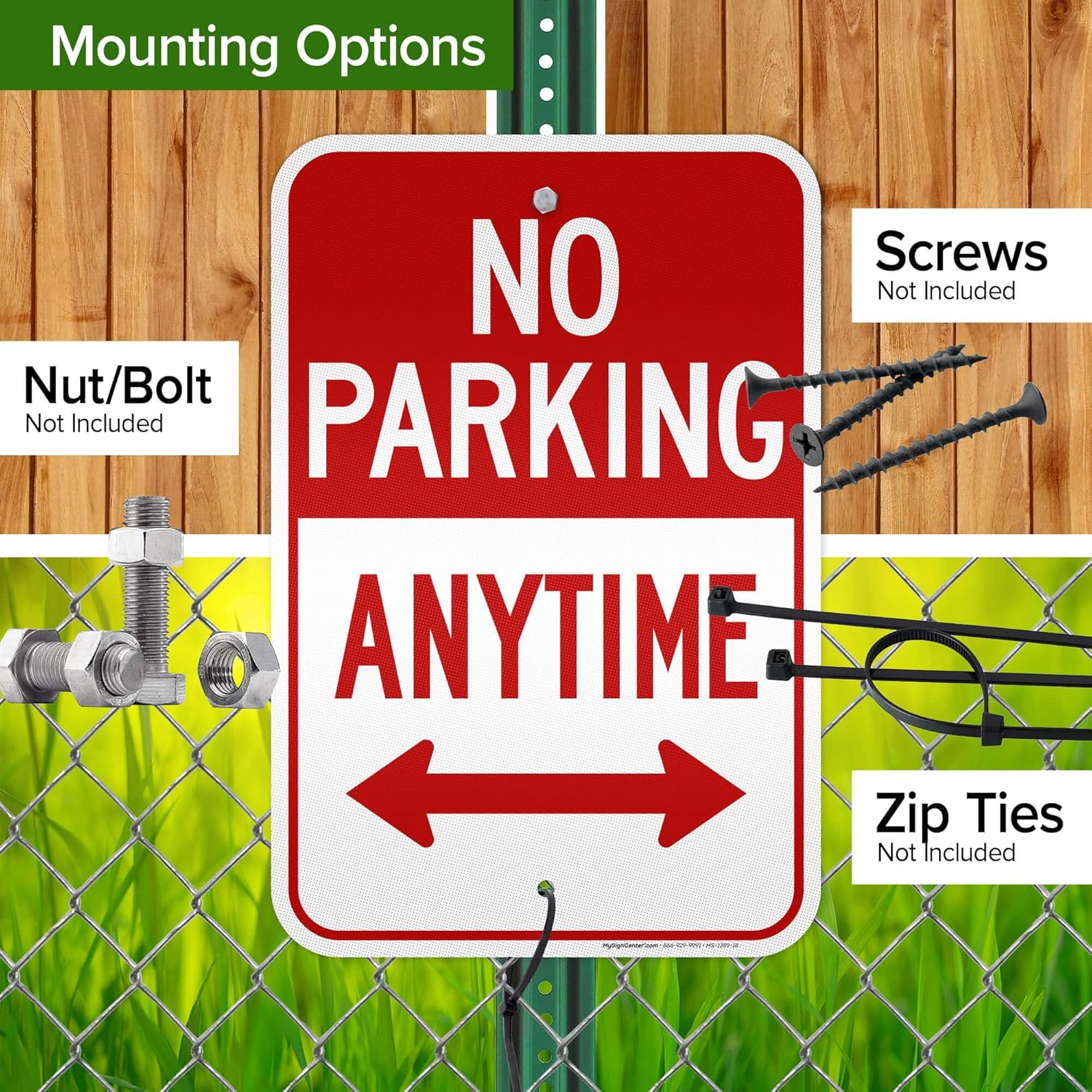 No Parking Anytime Sign, 12"x18" Aluminum Reflective, Indoor/Outdoor Use, USA MADE By My Sign Center(MS-1289)