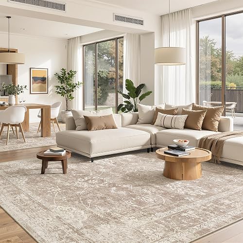 Madane 8x10 Washable Brown/Sand Area Rug