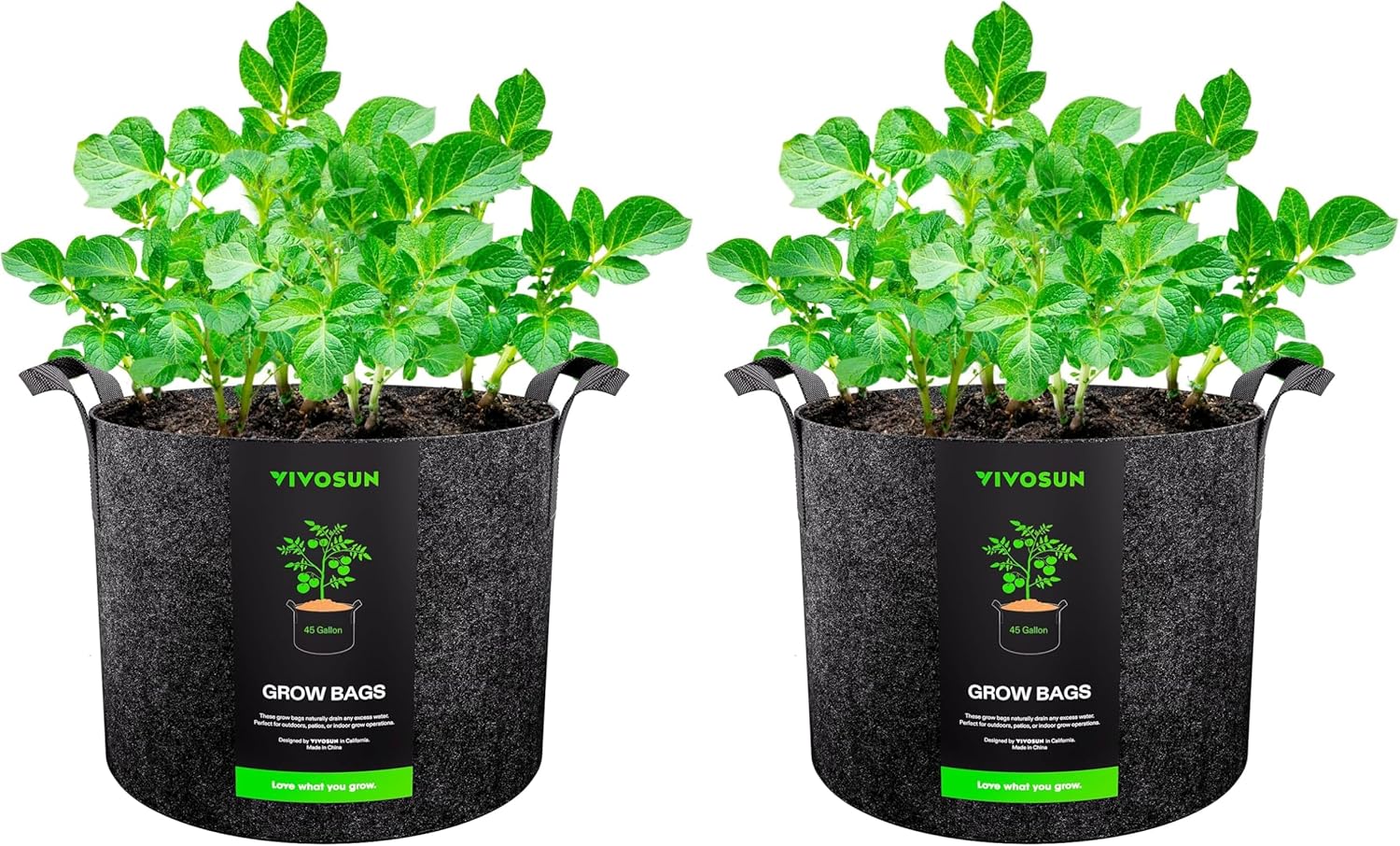 VIVOSUN 2 Pack 45 Gallon Grow Bag, Fabric Pot with Handles for Vegtables and Plants