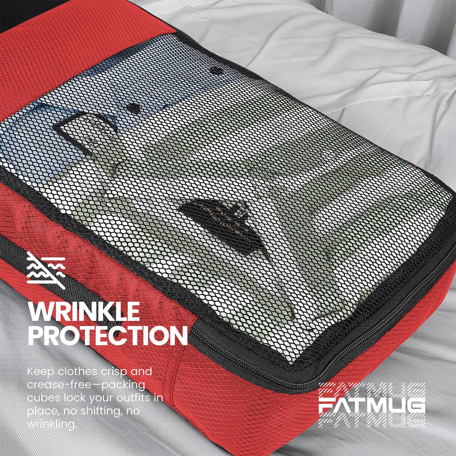 FATMUG Polyester Packing Cubes/Travel Pouch/Bag Suitcase Luggage Organiser Set Of 4-Medium Size (Red) 4