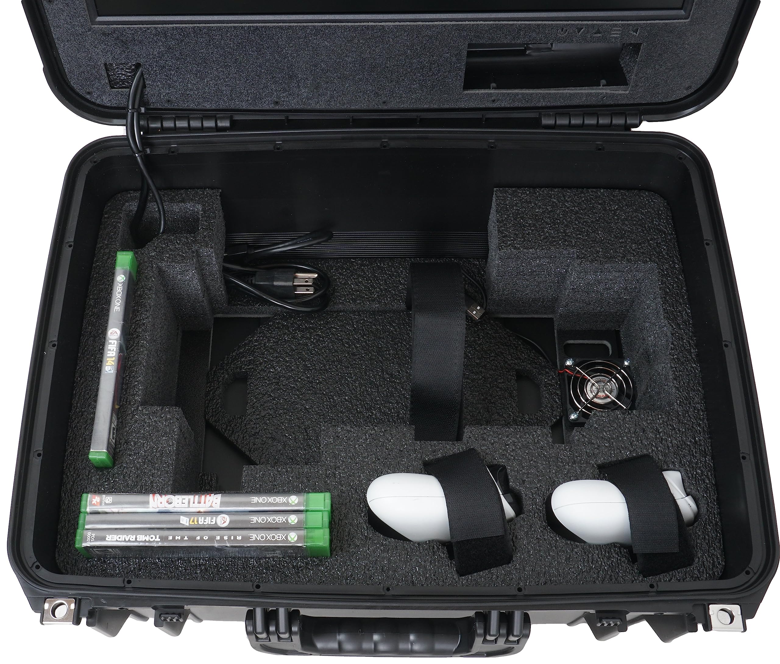 Case Club Stazione di gioco per Xbox Series X o S – Viene fornita con monitor da 18,5 pollici, ventole di raffreddamento e altoparlanti integrati, adatta per console, controller e giochi, che non sono