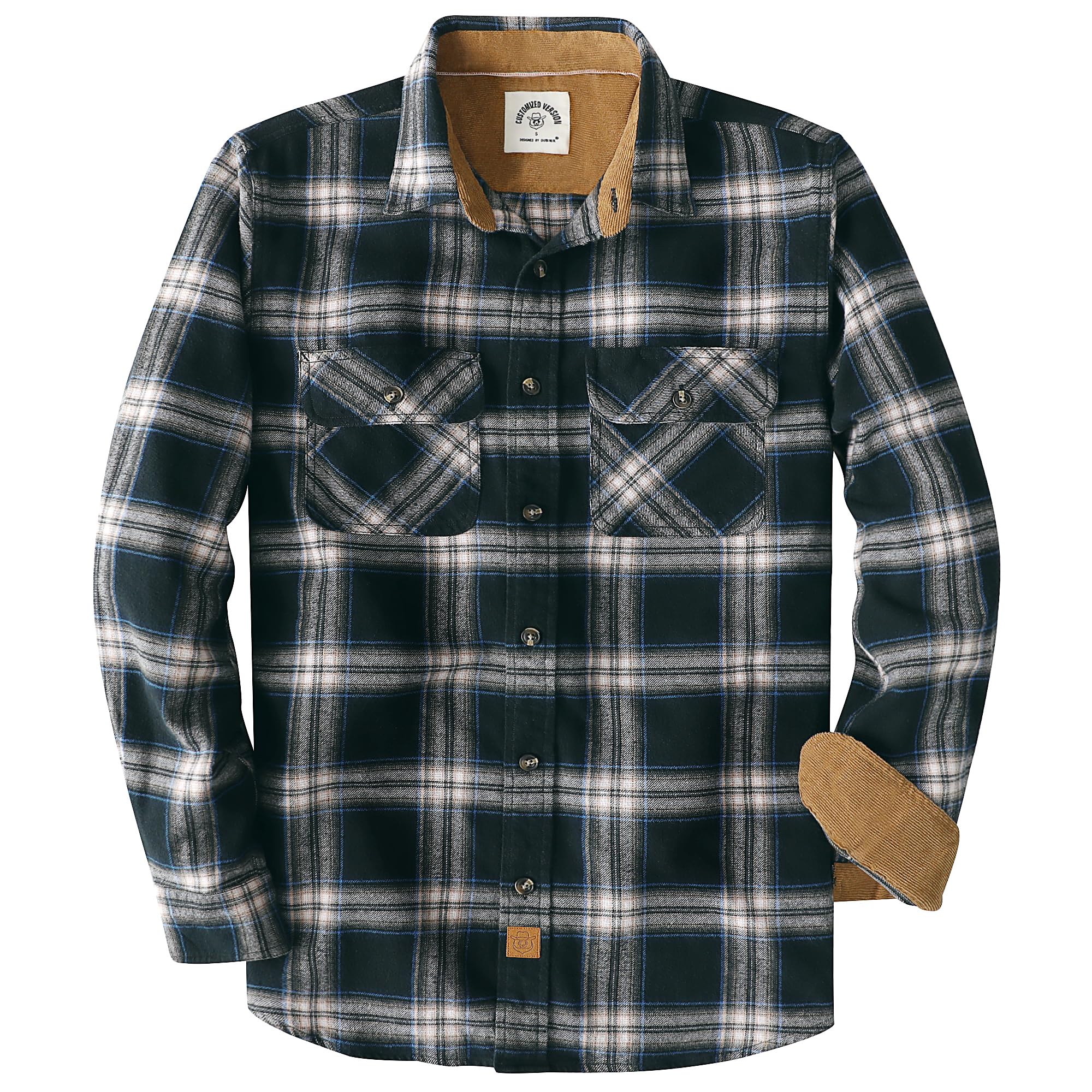 Dubinik® Overhemd, flanel, voor heren, geruit, warm, katoen, casual, normale pasvorm, lange mouwen, met borstzakje, 3XL