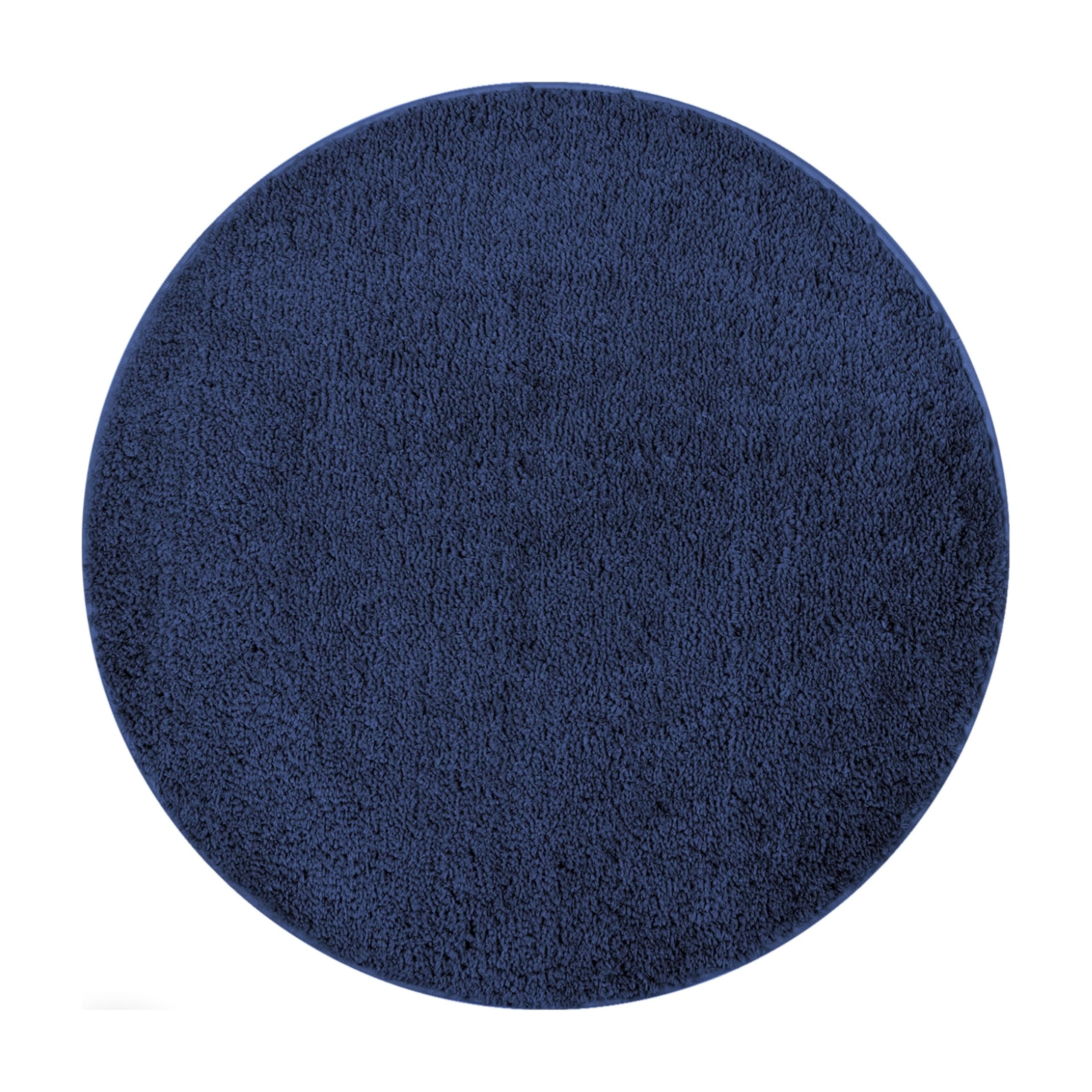 Tapis de bain rond bleu 67 cm absorbant douche toilettes Sentidos