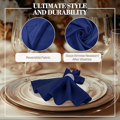 Miniatura 271 de Ultimate Textile -1 docena - Reversible Shantung Satin - Majestic - Servilletas de tela Majestic de 17 x 17 pulgadas color azul pizarra