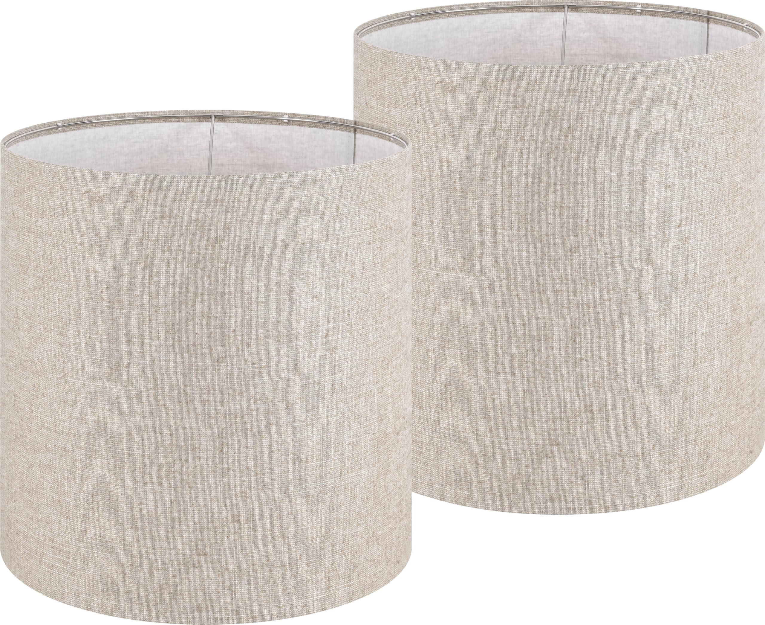 Photo 1 of Zephrum Large Tall Drum Lamp Shade Set of 2 Oatmeal Linen Lampshades for Floor Lamps and Table Lamps 14 x 14 x 15 Inch (Easy Assembly Required)