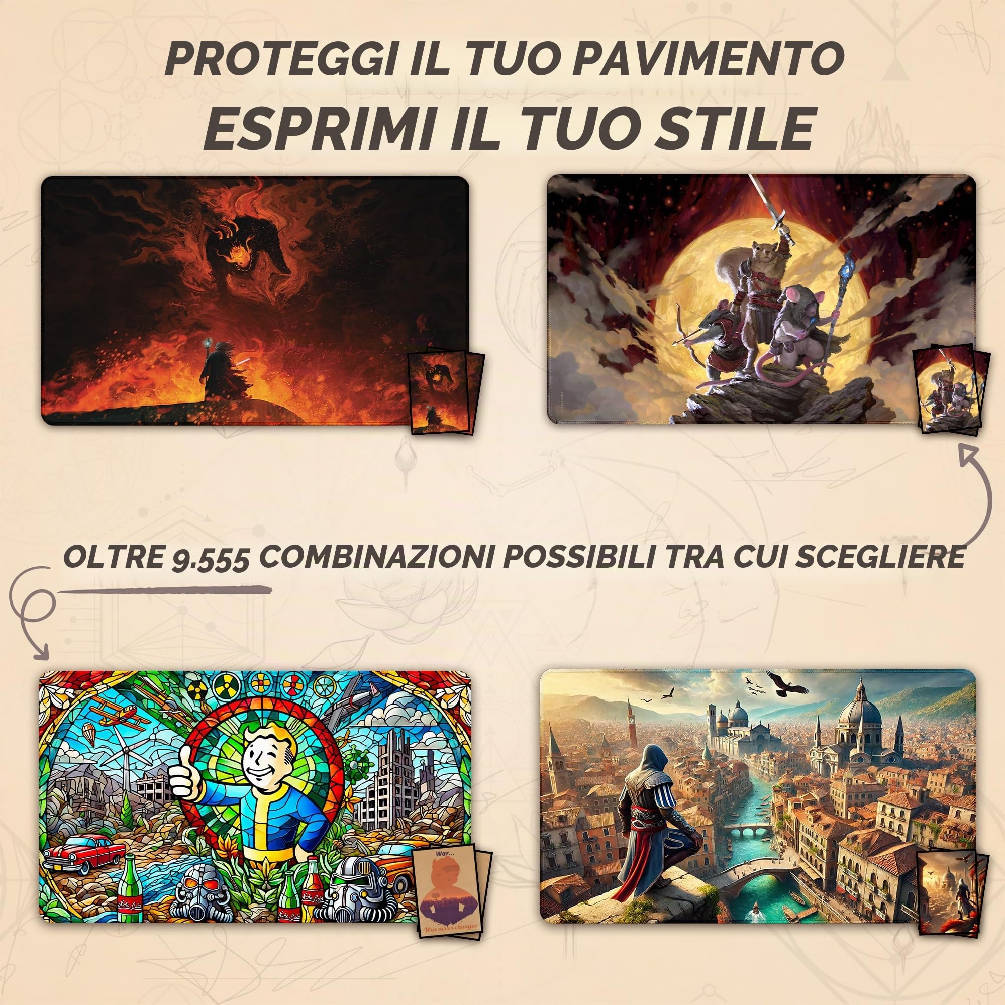 No Man Can Kill Me (Bordi cuciti) - Tappetino da Gioco Il Signore degli Anelli - Compatibile con Magic The Gathering - Gioca a MTG, YuGiOh, TCG - Disegni Originali