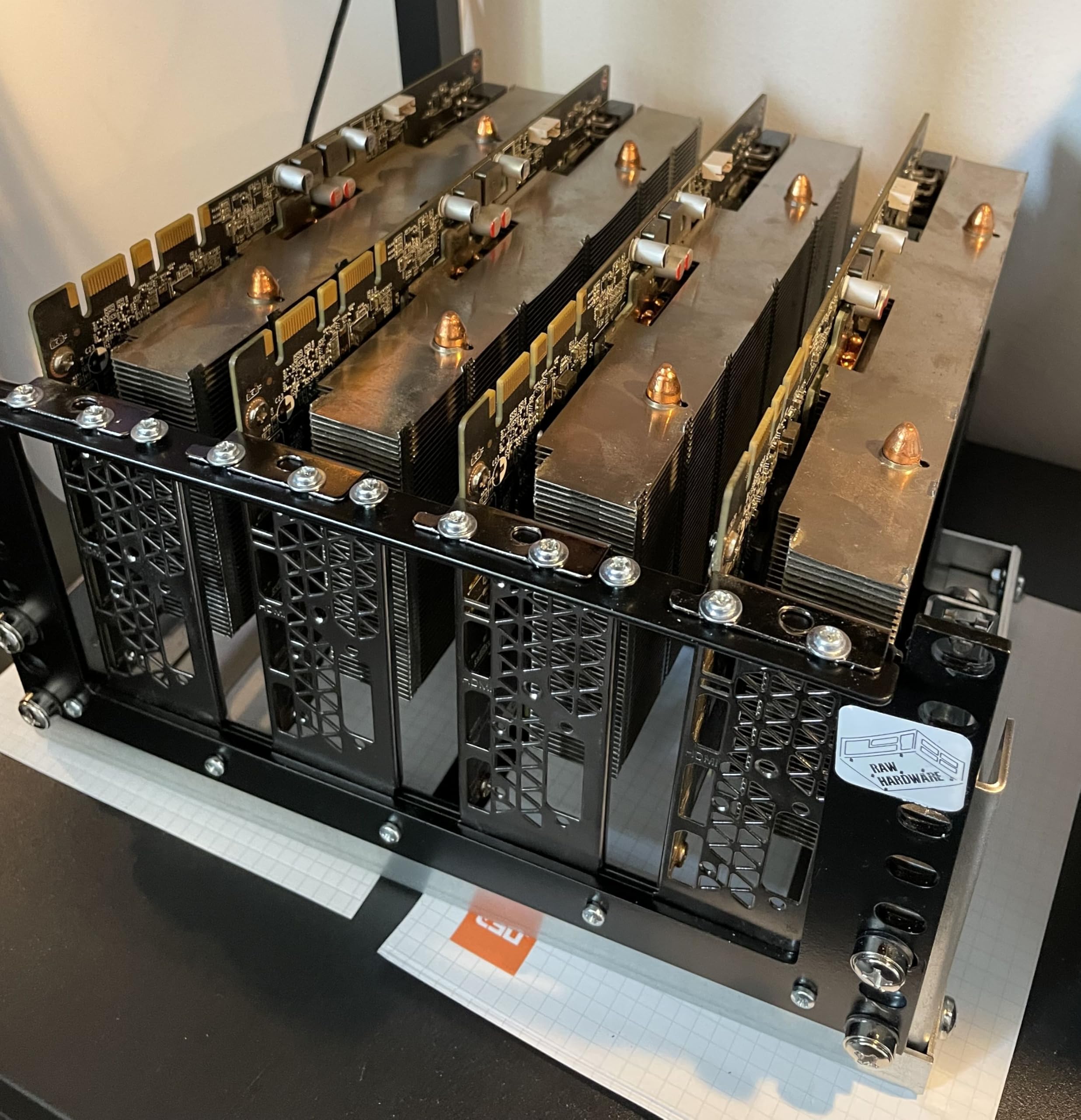 Rack 10 inch GPU holder, up to 4 x GPU, Made of steel, powder painted, 3mm metal