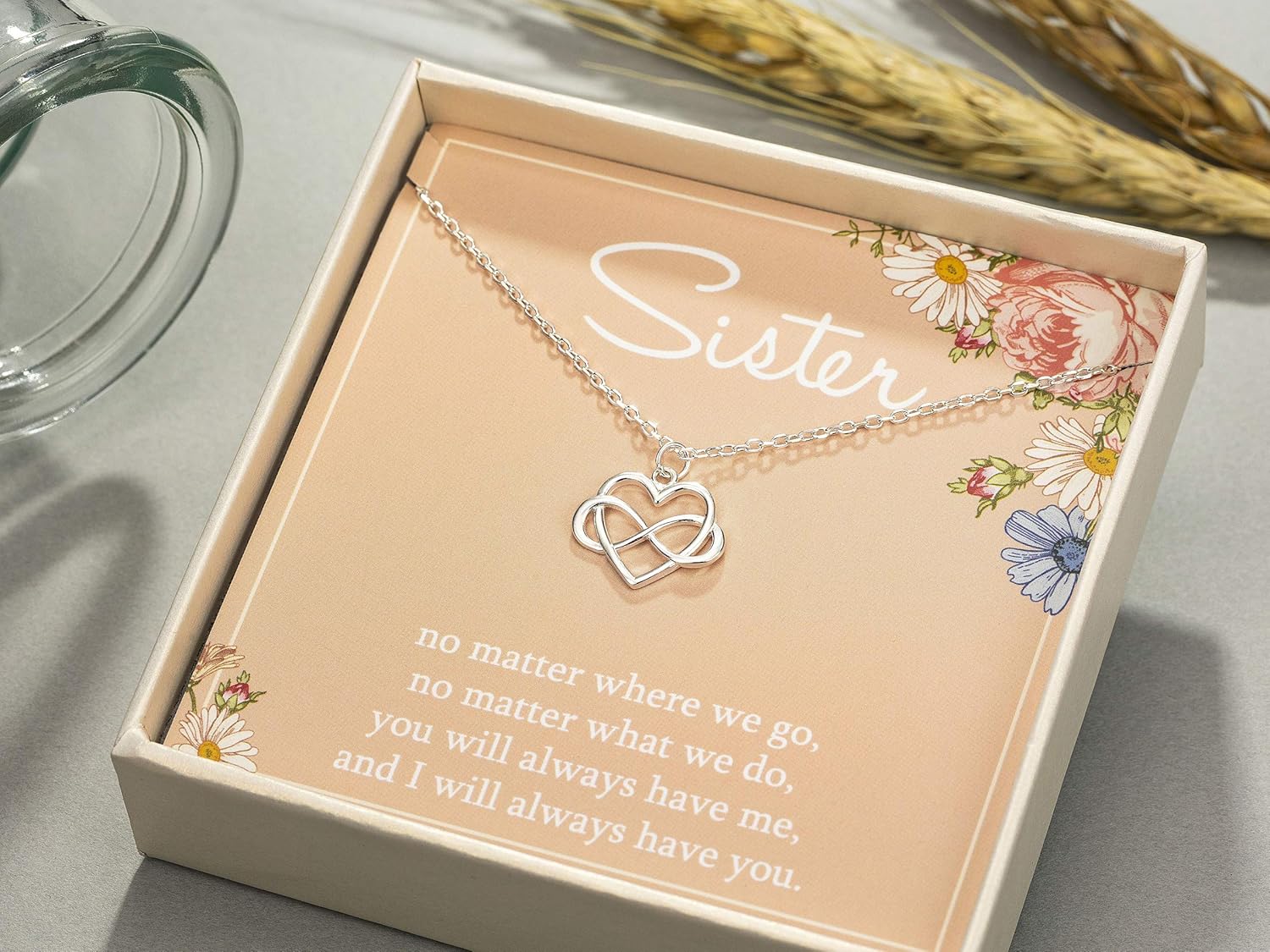 RareLove Sister Gifts from Sisters,925 Sterling Silver Tiny Infinity Heart Necklaces for Women,Birthday Jewelry Gift Necklaces for Sisters,Mothers Day Christmas Gifts - Image 5