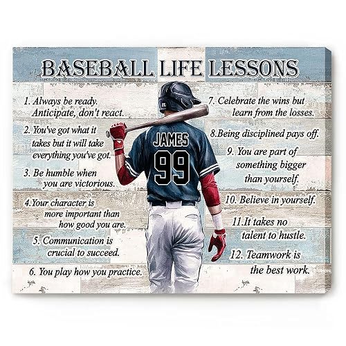 Baseball Life Lessons Custom Canvas, Personalized Motivational Sports Art |