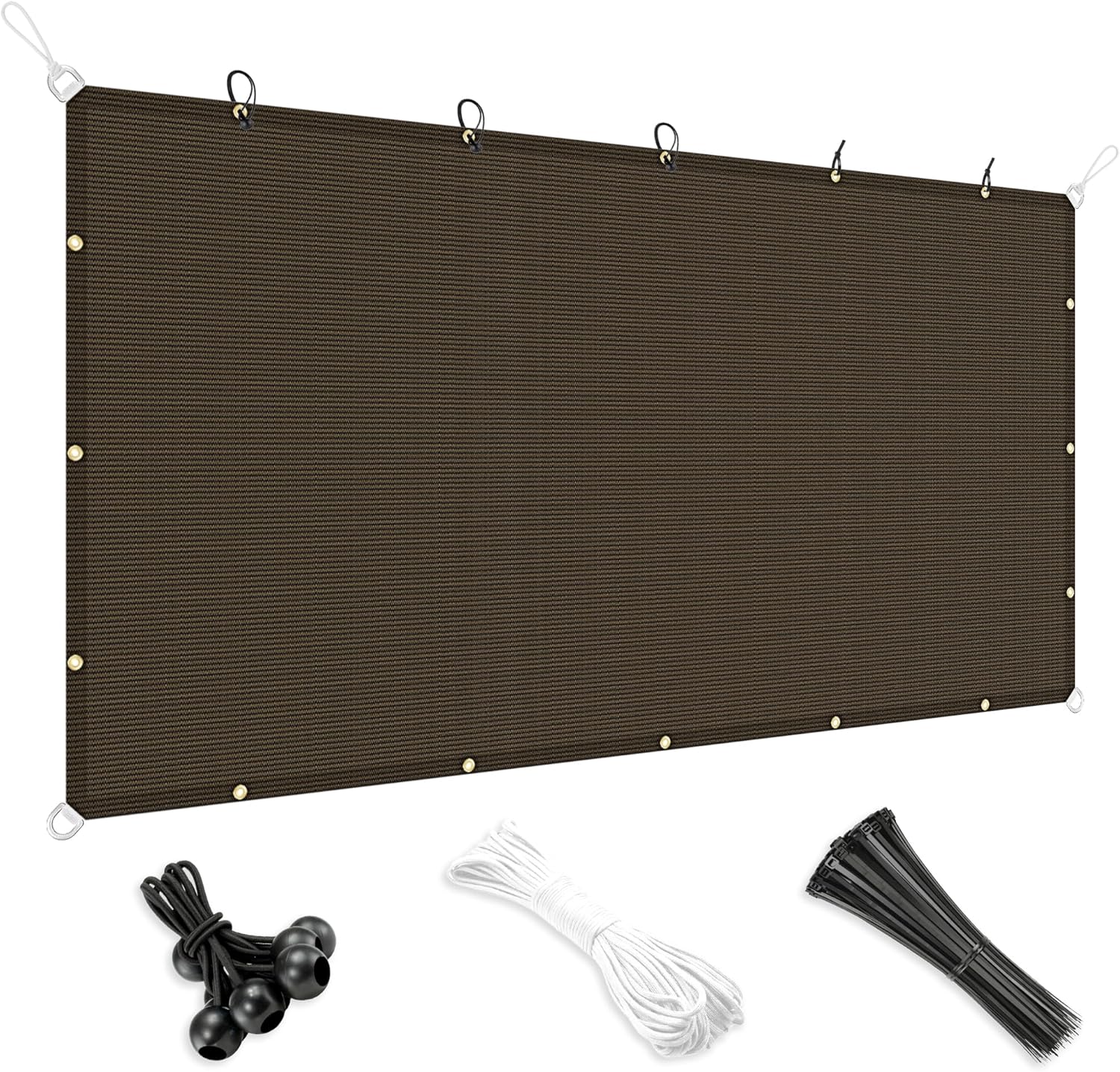 10' x 12' Sun Shade Cloth with Grommets 90% Pergola Cover Shade Sail Canopy Outdoor Awnings for Patio Garden Deck Privacy Screen, Brown