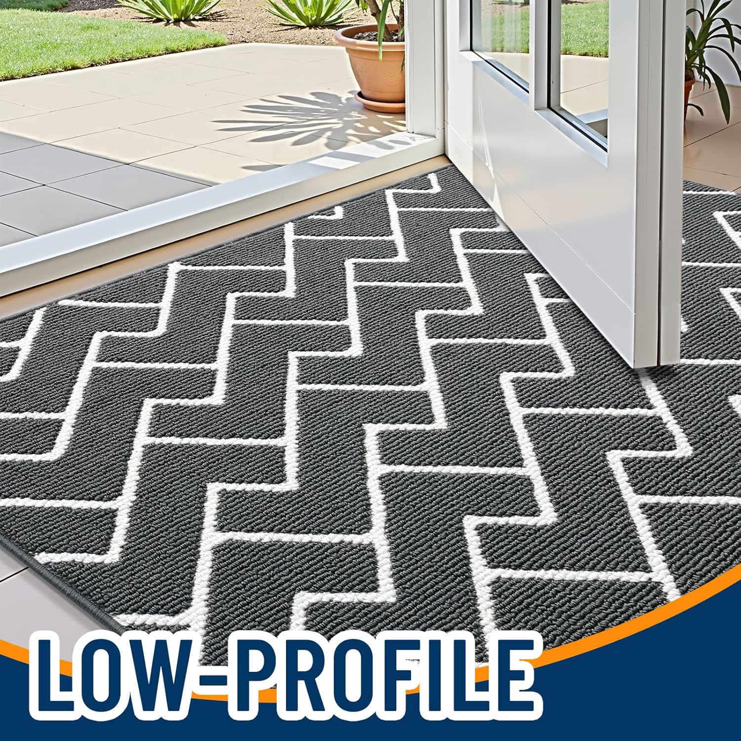 OLANLY Front Door Mat, Non-Slip Rubber Backing, Dirt Resistant and Absorbent, Washable, Easy to Clean Low-Profile Indoor Doormat for Back Door, Entryway, Inside Entrance, 36x24, Charcoal
