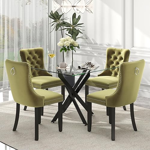 Miniatura 16 de Juego de comedor de cristal de lujo plateado de 5 piezas, juego de mesa de cocina minimalista moderno para 4 personas, juego de comedor con negro +