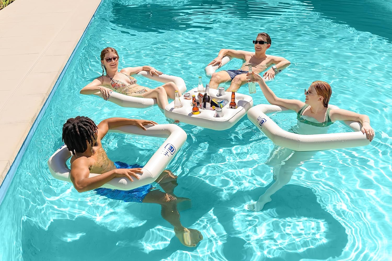 Aqua Tube Pool Float Chair- 4 in 1+ Tanning Pool Lounger, Swimming Float Chair, Water Hammock Beach Chair, River Tube Float- Ultimate Heavy Duty Pool Floats for Adults and Kids- 33" W X 33" L