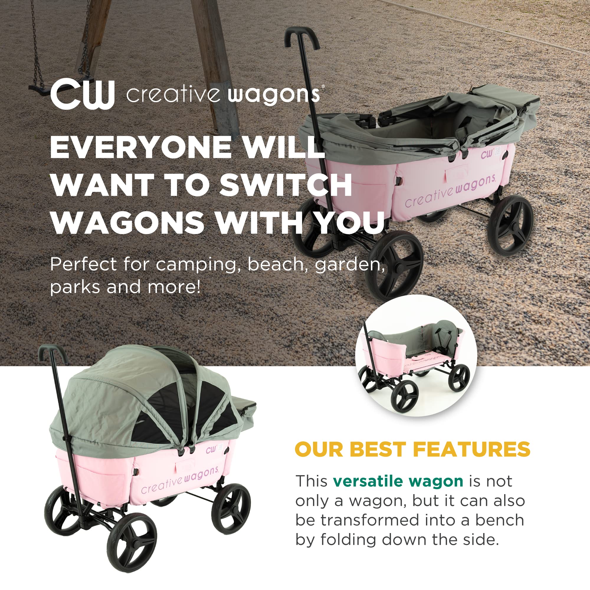 Snapklik.com : Creative Outdoor Wagon For Kids Push Pull Collapsible ...
