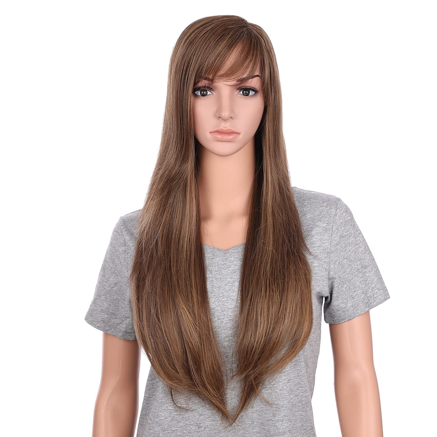 Onedor 30 Inches Long Straight Synthetic Hair Women Full Head Cosplay Wig with Bangs (RL33/35)