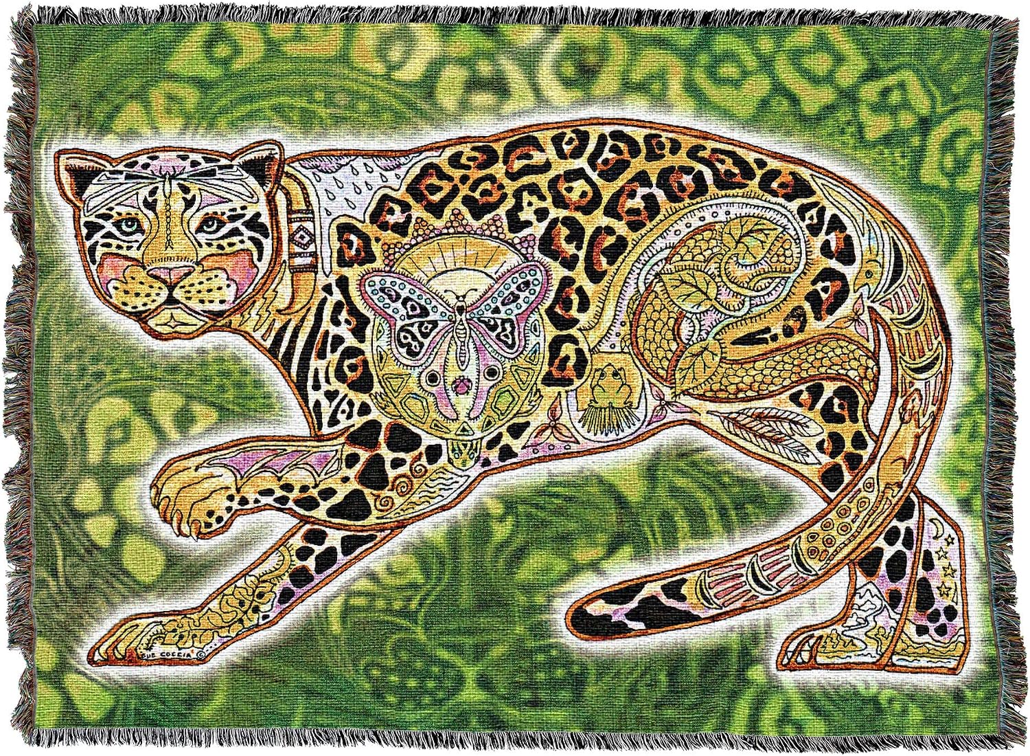 Pure Country Weavers Jaguar Blanket - Animal Spirits Totem by Sue Coccia - Gift Tapestry Throw Woven from Cotton - Made in the USA (72x54)